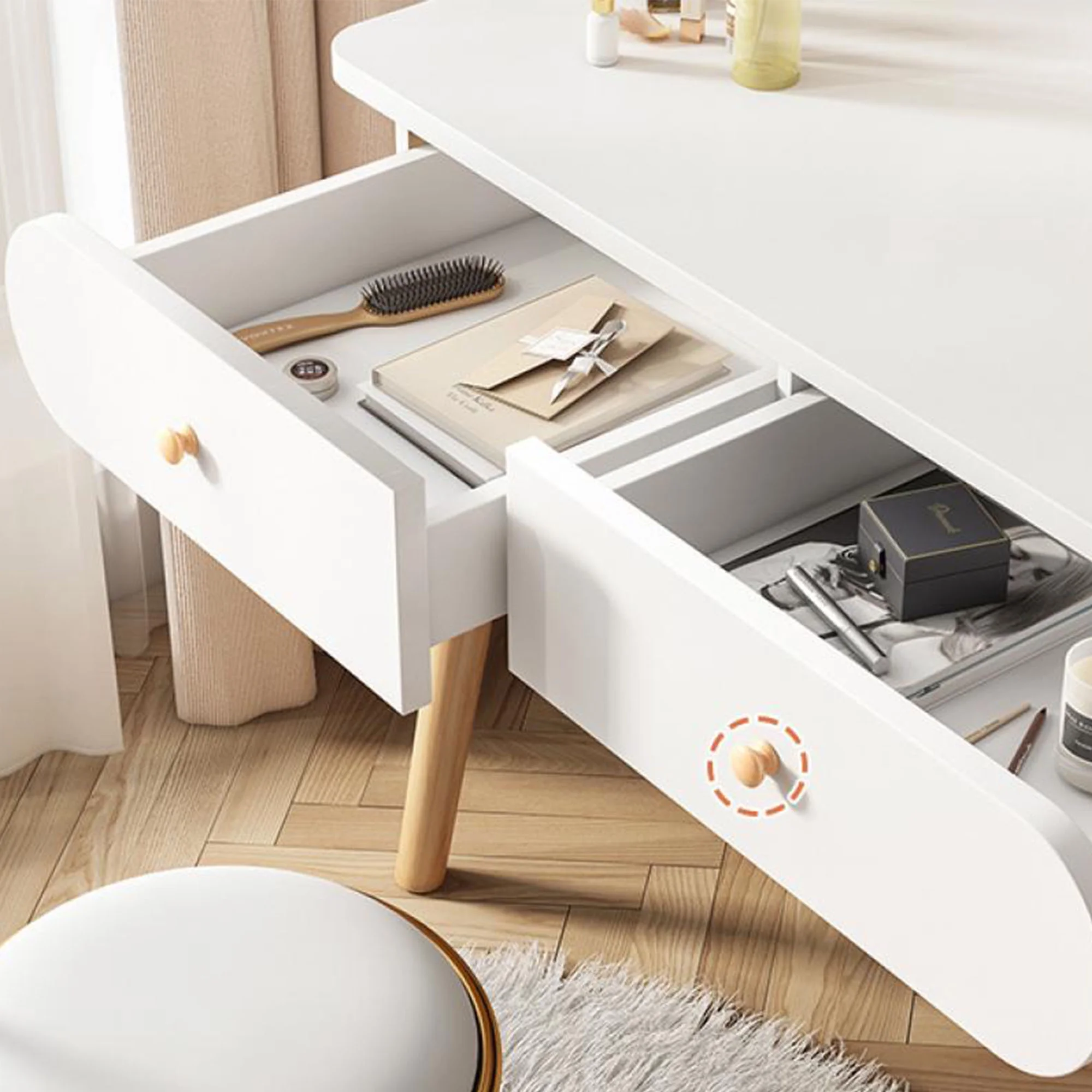 EONROACOO Makeup Vanity Table with Mirror, Dressing Table Vanity Desk, Adult Teen(White)