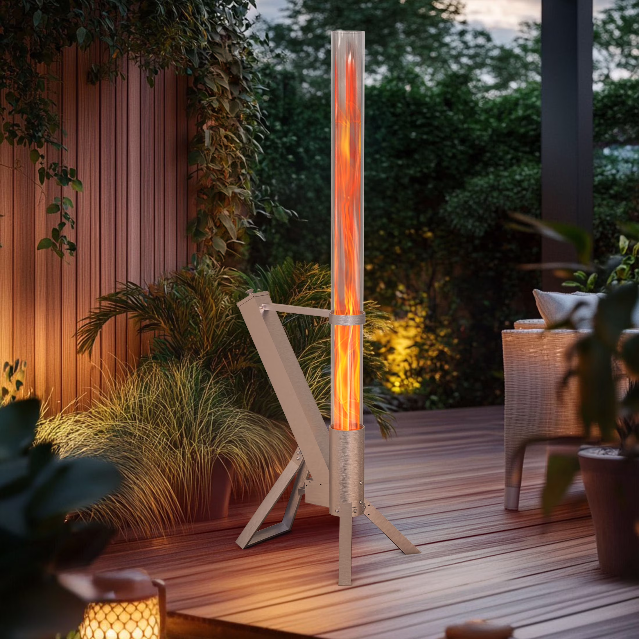 Yardmaster Pellet Rocket, Smokeless Patio Heater, 430 Stainless Steel Pellet Atmosphere Torch, Upgraded Ash Box & tripod Base, for Outdoor Patio Camping and Pooling