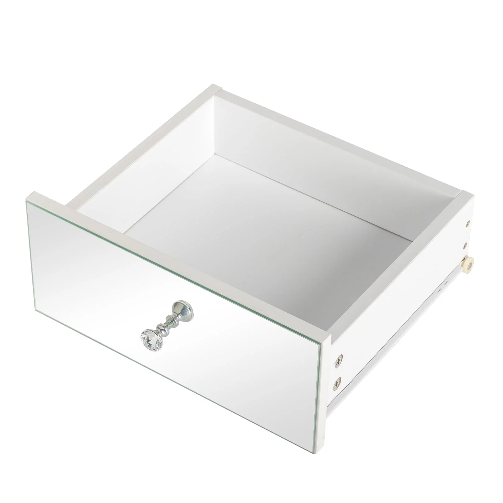 Ktaxon Mirrored Nightstand, End Table with 3-Drawer and Crystal Style Knobs, Modern Bedside Table for Bedroom, Living Room,White