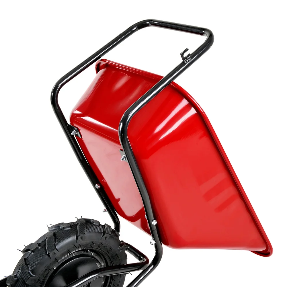 Geetinfly Electric Wheelbarrow Cart, 24V 250W Brushless Motor Powered Cart, 330LBS (150KG) Capacity 2.6 Cu.Ft Load, 12V 12Ah Batteries, All-Terrain Steel Frame Garden Wagon