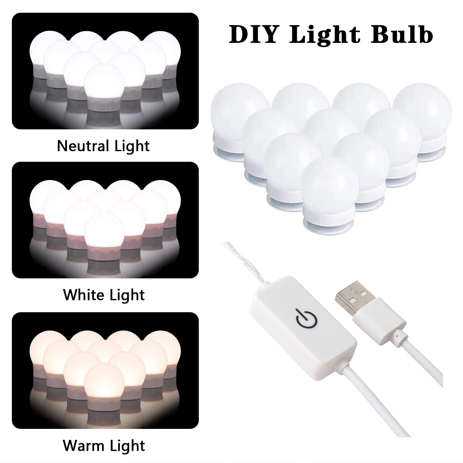 Ktaxon Lighted Makeup Vanity, White Vanity Table Set with 2 Drawer and Charging Station, Femal Gift