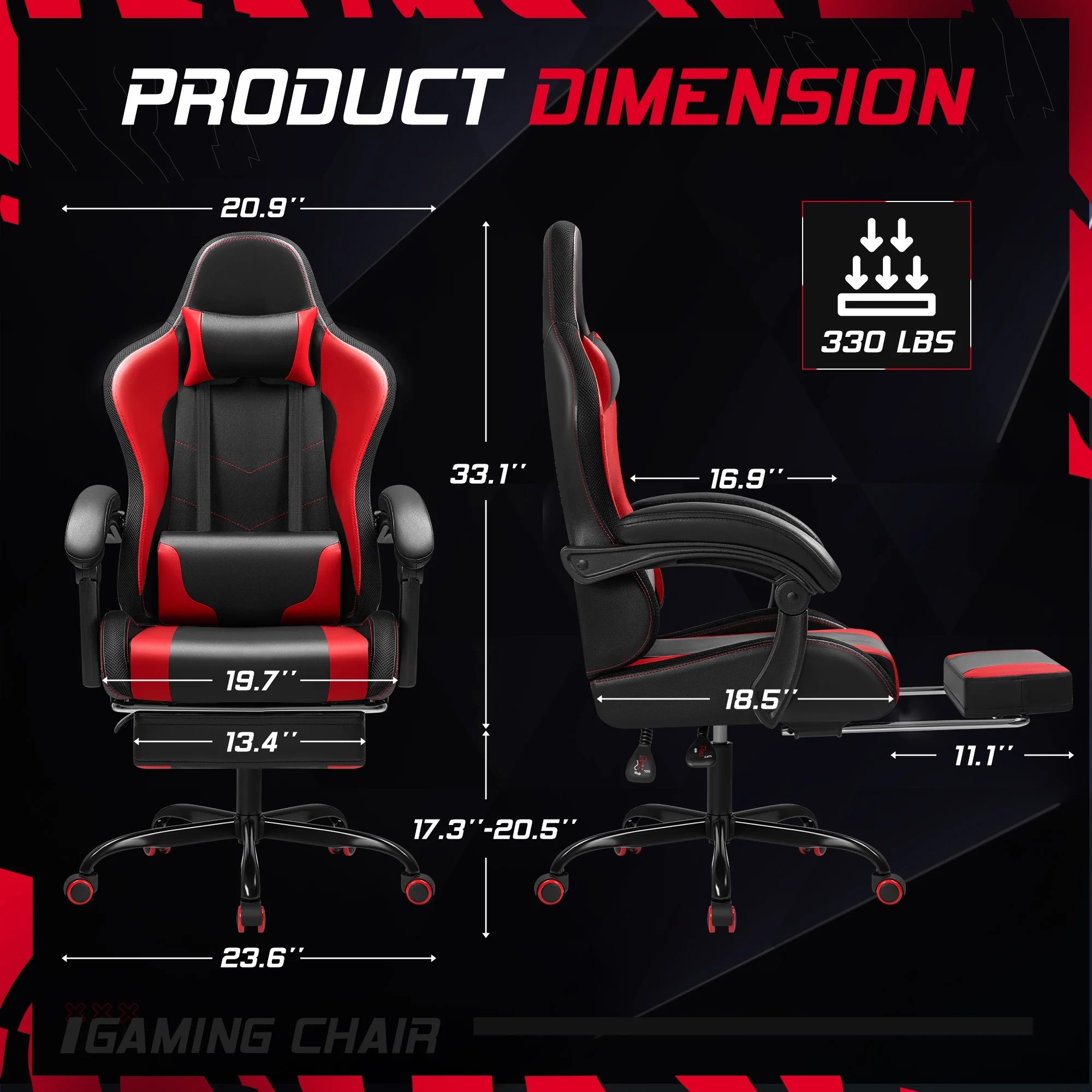 Homall RGB Gaming Chair with Massage and LED Lights Ergonomic Computer Chair with Footrest & Adjustable Lumbar Support, White