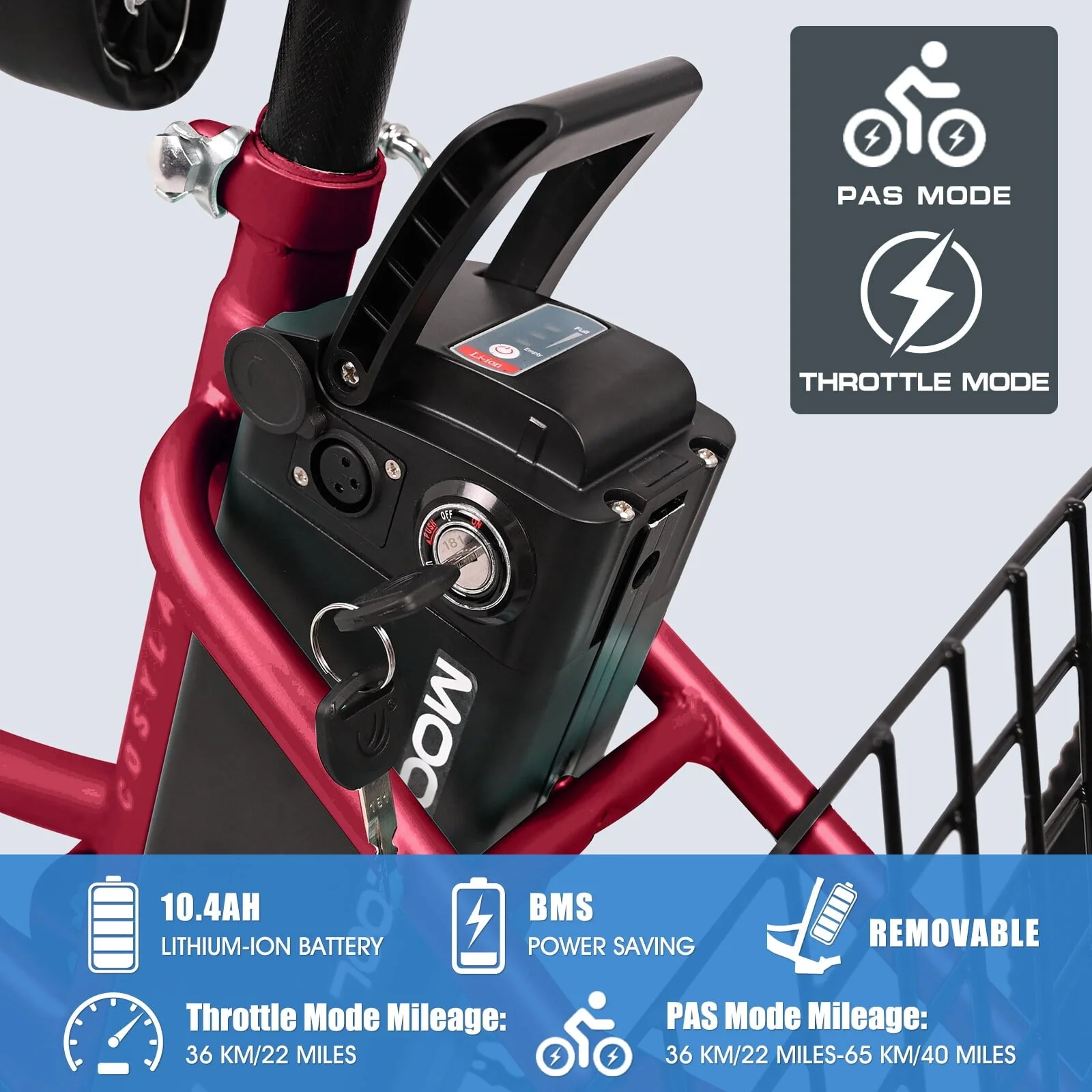 Lilypelle Electric Tricycle ,3 Wheel Motorized Bicycle,with 350W Motor 36V 10.4AH Lithium Battery UL Certified,24