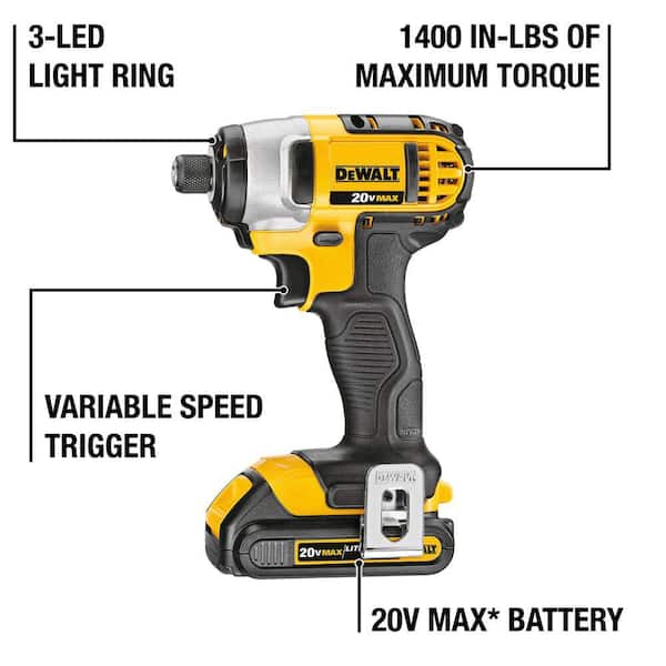 20V MAX Cordless 10 Tool Combo Kit with (2) 20V 2.0Ah Batteries, Charger, and Bag