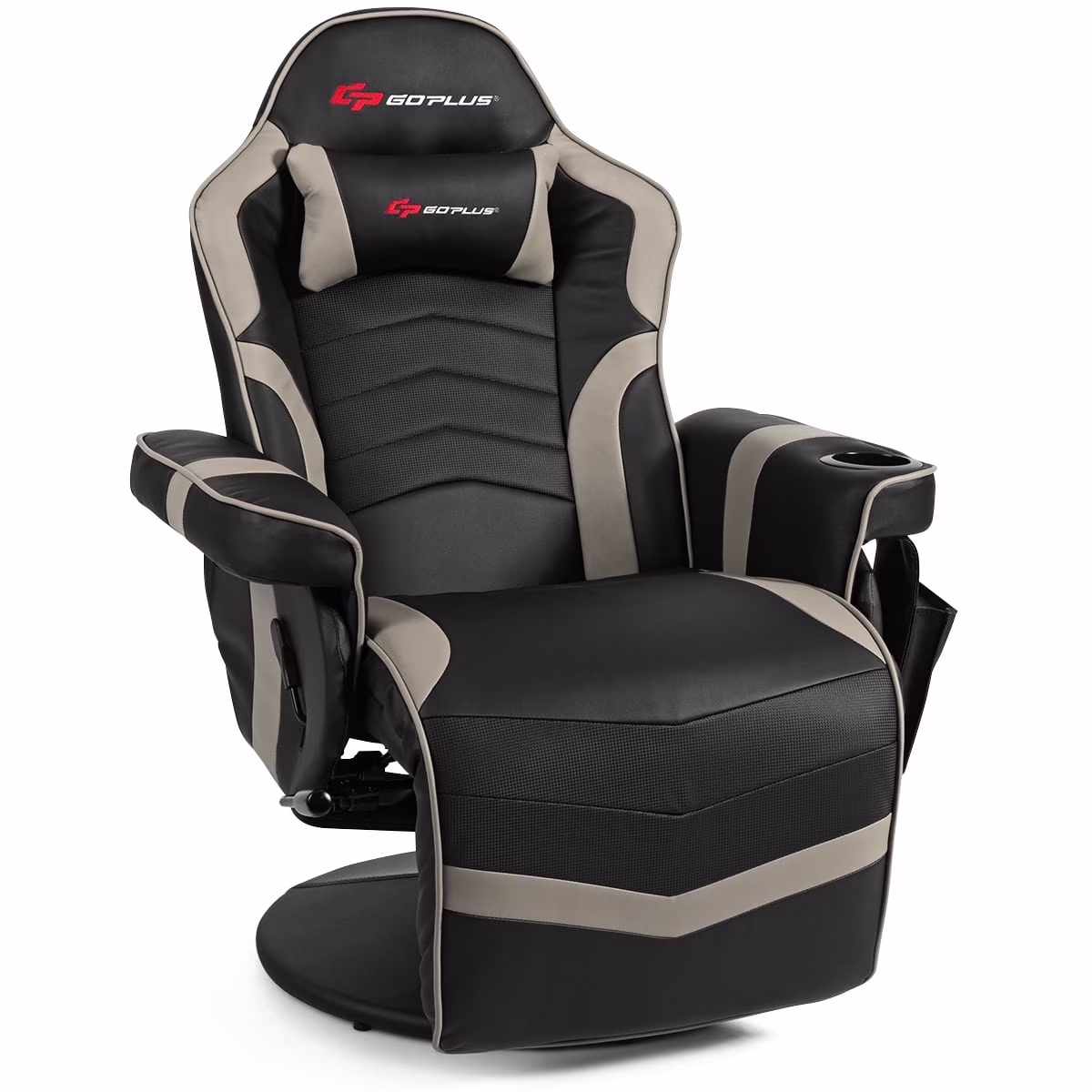 Goplus Massage Gaming Recliner Reclining Racing Chair Swivel Black