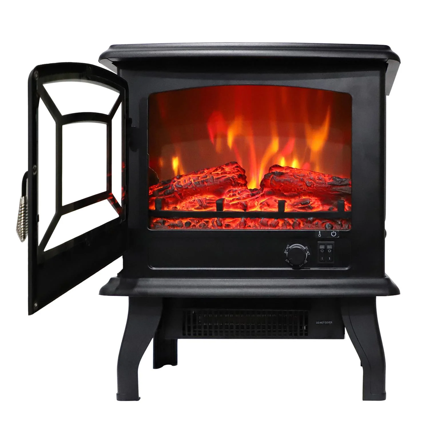 Zimtown 1400W Free Standing Electric 1500W Fireplace Heater Fire Flame Stove Wood Adjustable