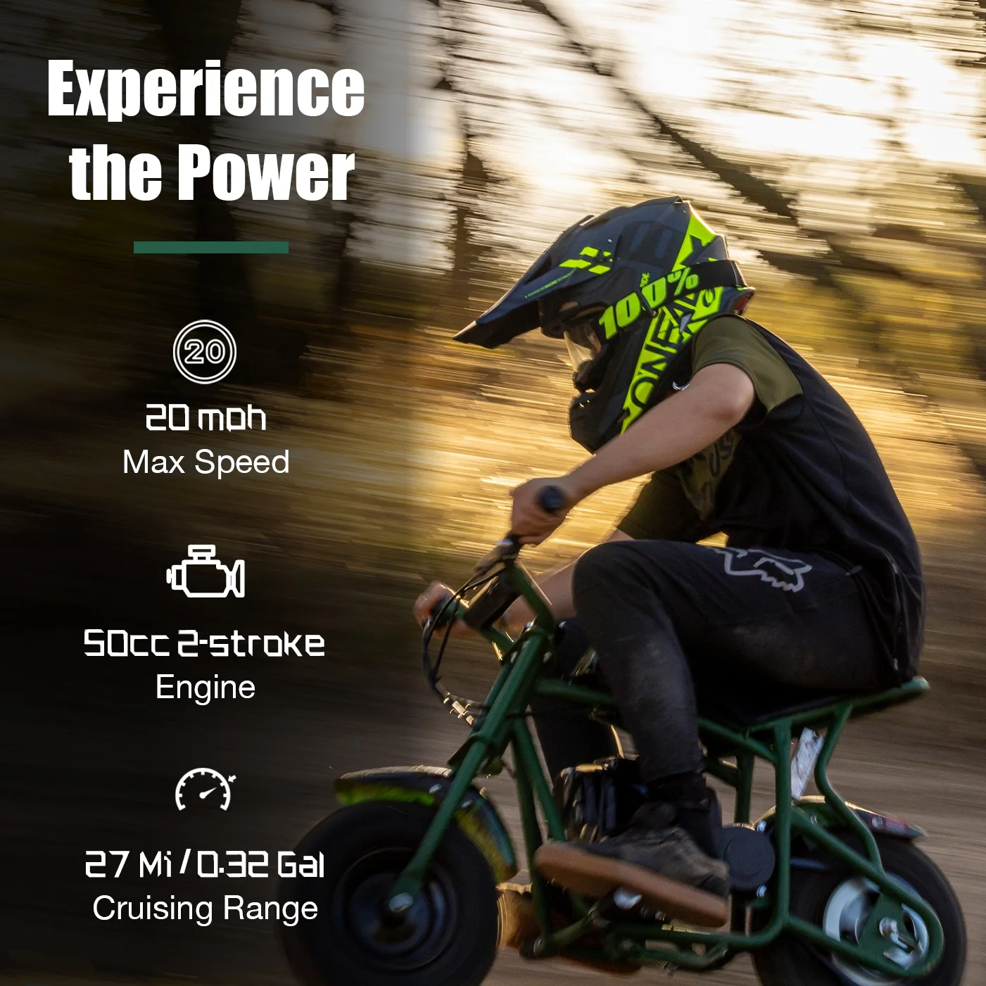 FRP 50cc Gas Dirt Bike - Red Mini Motorcycles for Young Riders, Gas Powered Mini Bike with Safety Kill Switch, Tubeless Tires, Easy Pull Start, and EPA Approved (Red)