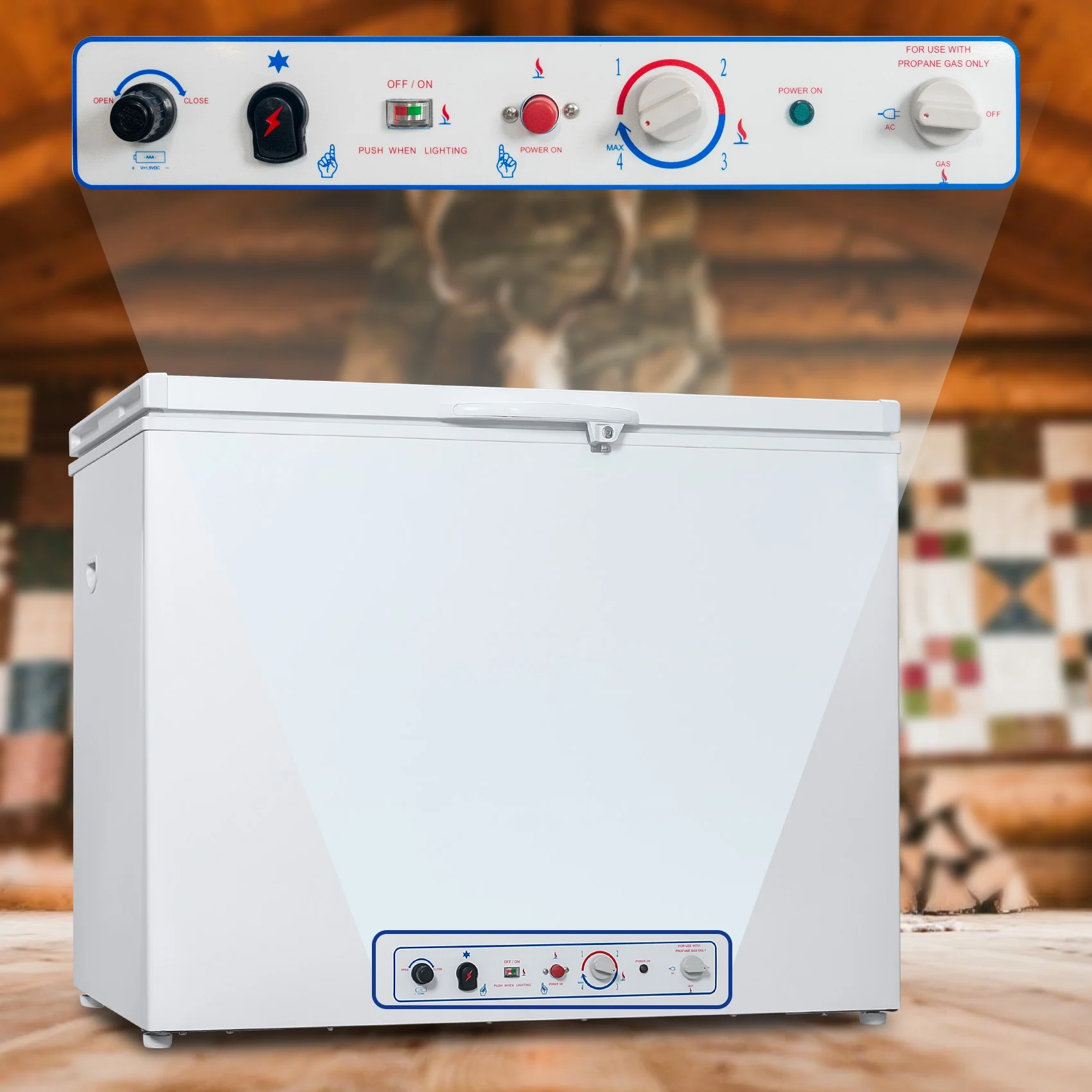 7 Cu ft Chest Freezer, LPG/110v 2 Way Propane Off Grid Lock and Top Open Door Outdoor Camping White