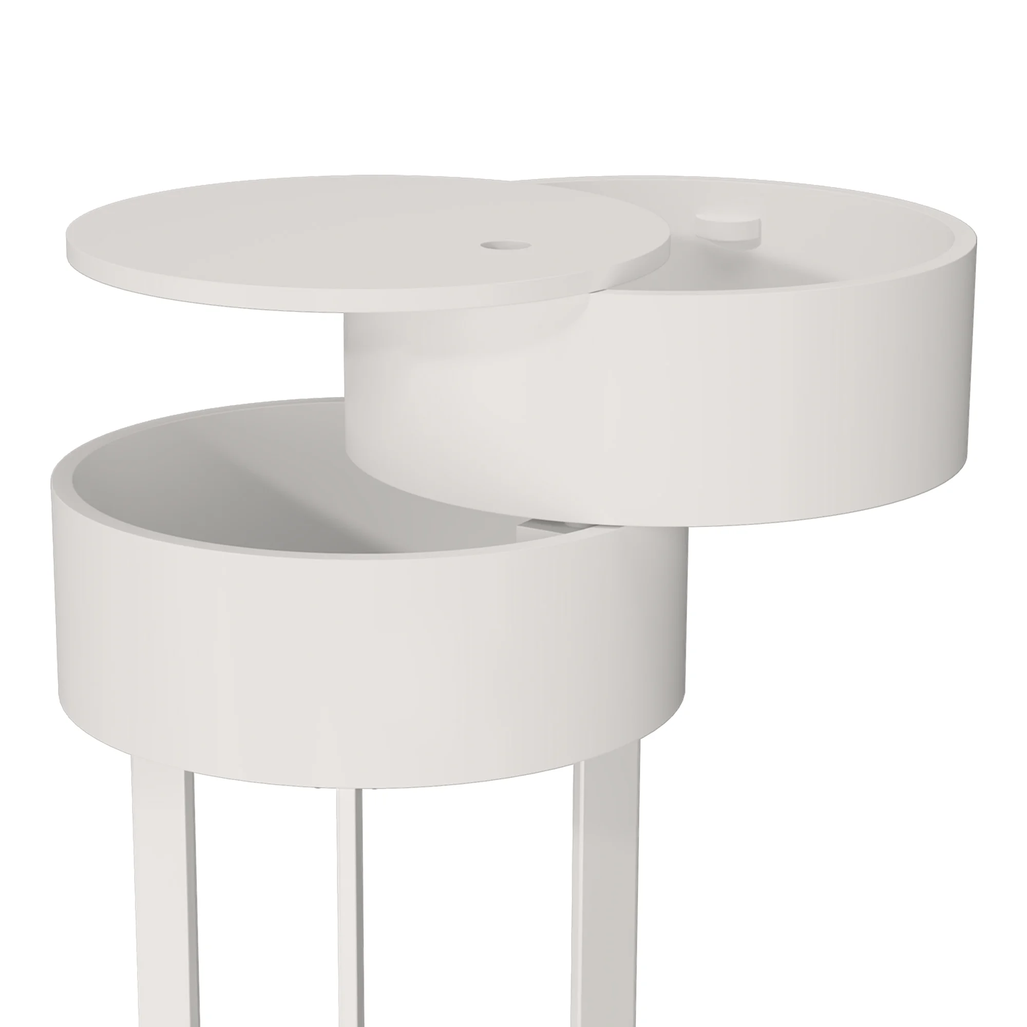 HLR Modern Round Wood Nightstand with Drawer, 2-Tier End Table for Living Room, Bedroom, Black