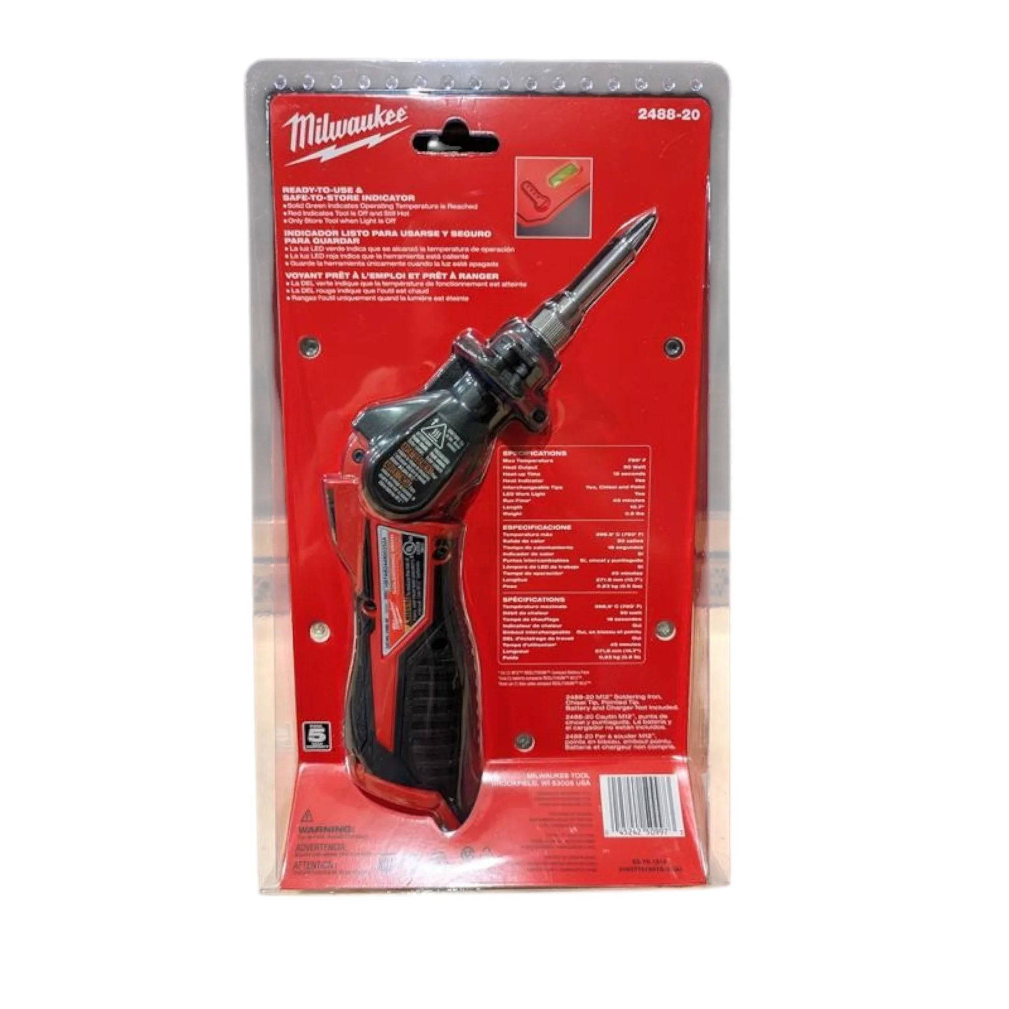 Milwaukee 2488-20 M12 Cordless Soldering Iron �C Heats in 18 Seconds, Pivoting Head, REDLINK Indicator (Bare Tool)