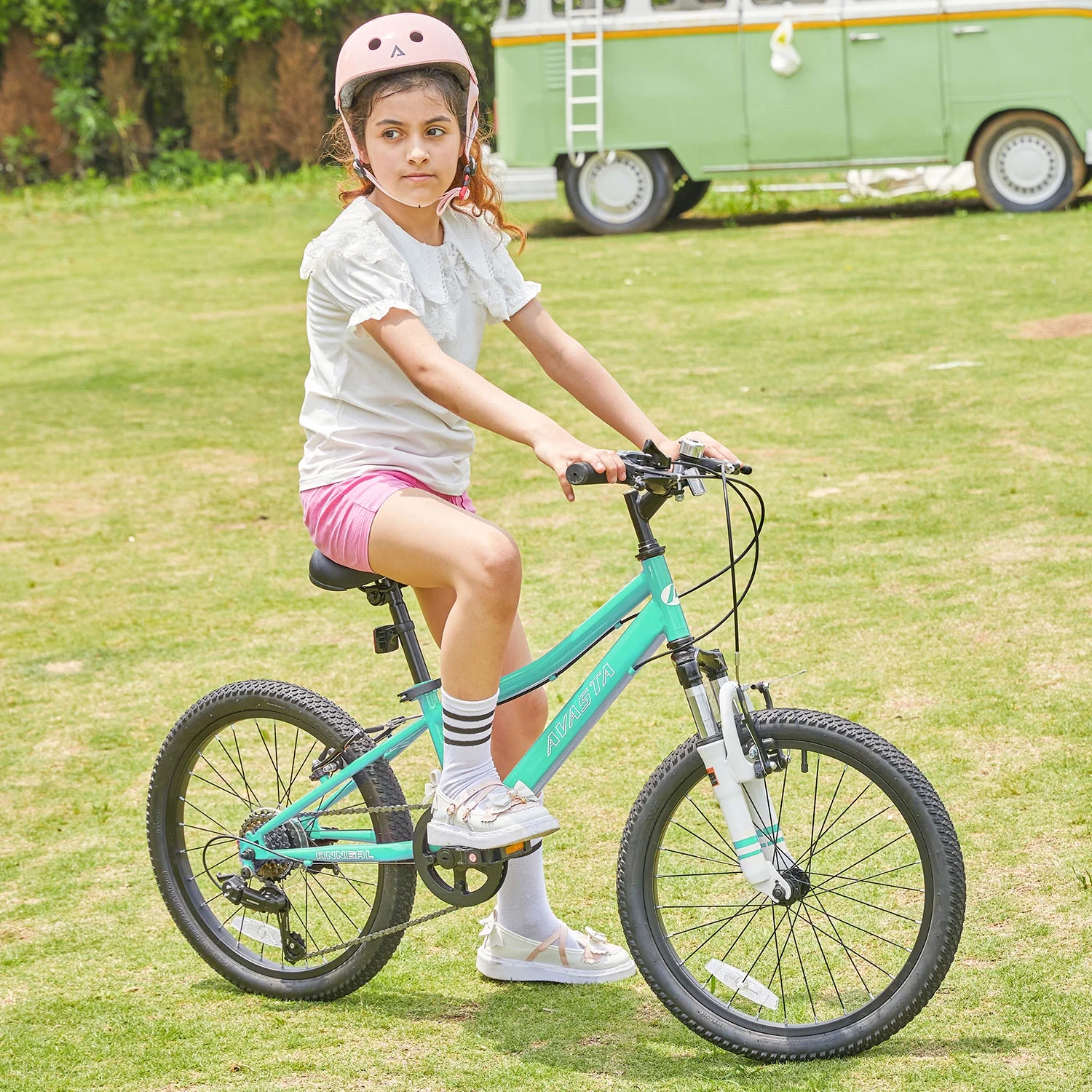 AVASTA 20'' Big Kids Mountain Bike for Age 6 7 8 9 10 11 12 Years Old Boys Girls Teen with Suspension Fork Front & Rear Dual Hand Brakes 6 Speeds Drivetrain, Cyan