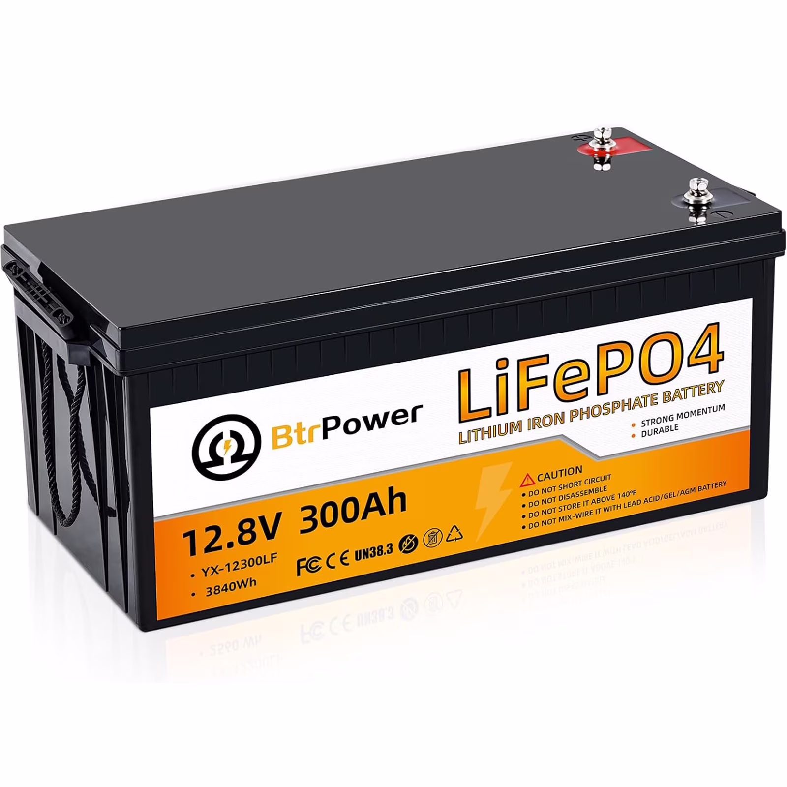 12V 300Ah Lithium LiFePO4 Battery 200A BMS for Golf Cart Marine RV Solar Panels System
