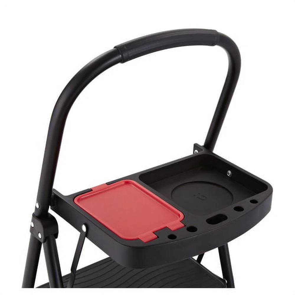 Rubbermaid RMS-3T 3-Step Steel Step Stool with Project Tray, 225 lb. Cap.