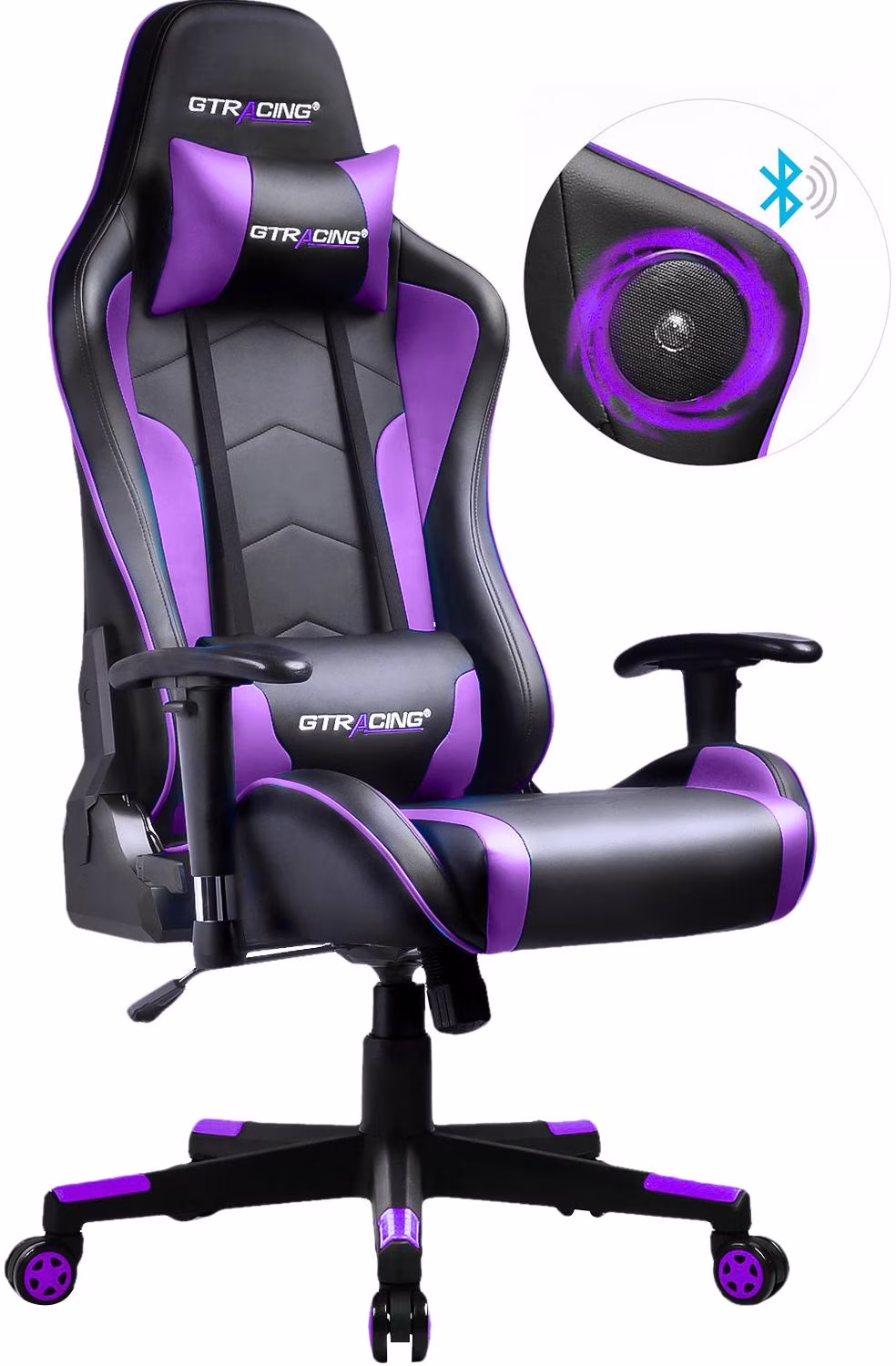 GTPLAYER Gaming Chair with Bluetooth Speakers Home Office Computer Chair, Purple
