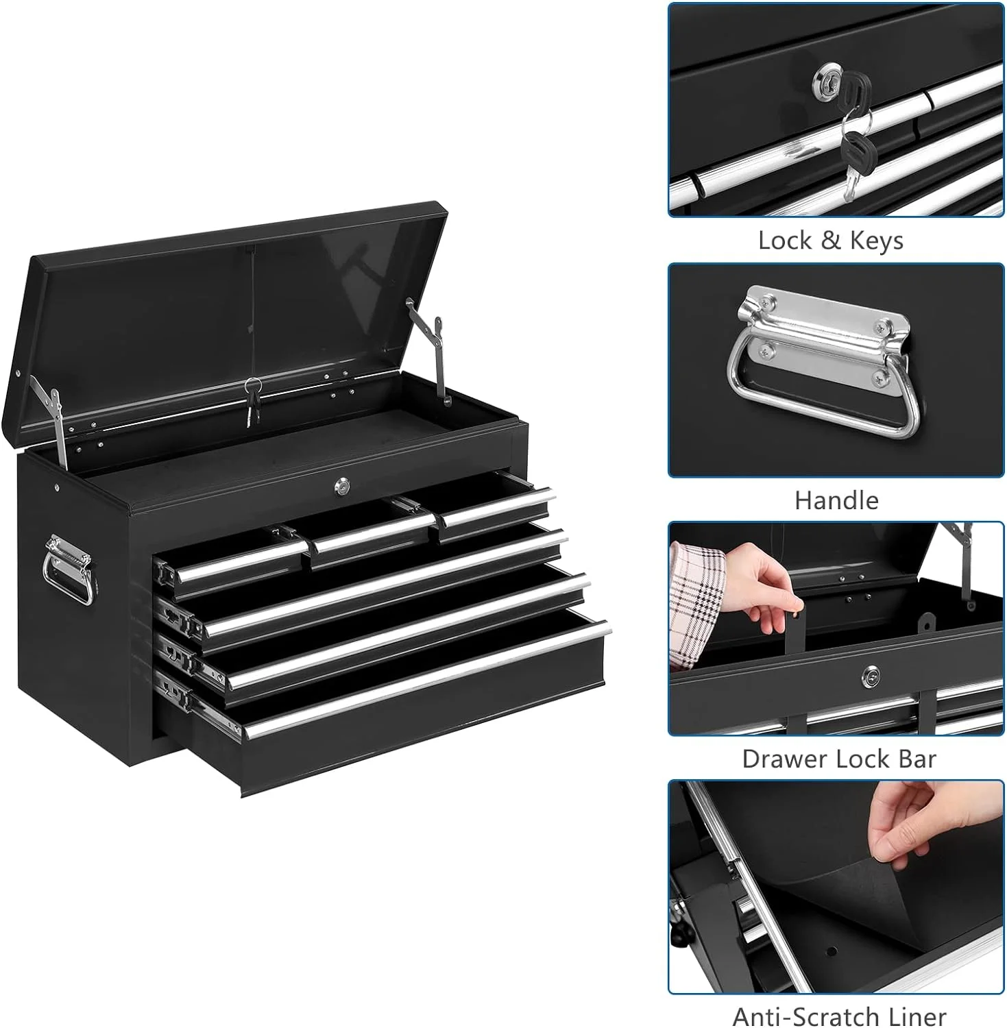 Ktaxon 2 in 1 Rolling Tool Chest Storage Cabinet, Mechanic Tool Organizer Box, w/8 Drawers