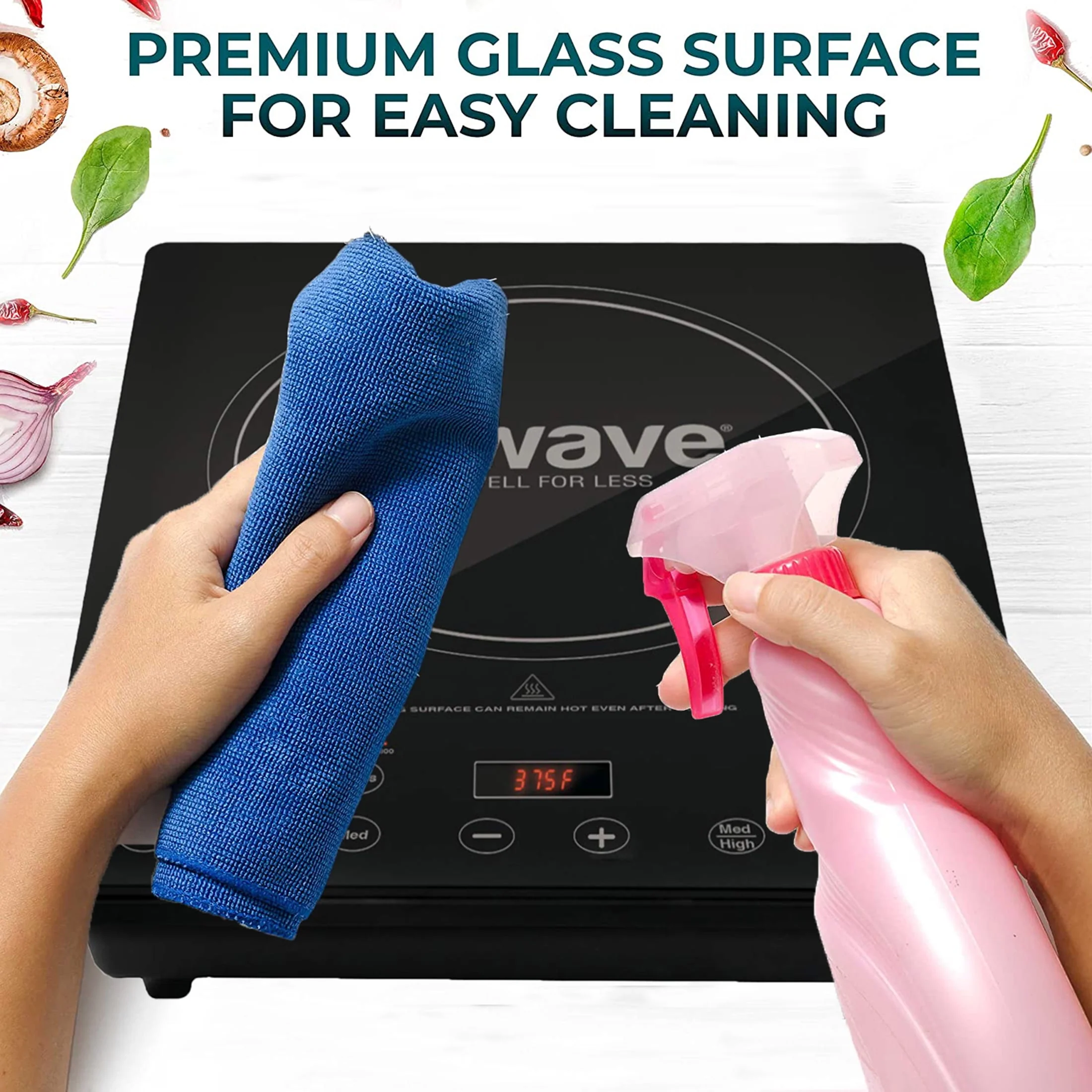 NuWave 1800w Precision Induction Cooktop 94 Temp Settings 100°F - 575°F in 5°F Portable Pro Chef Commercial-Grade NSF-Certified