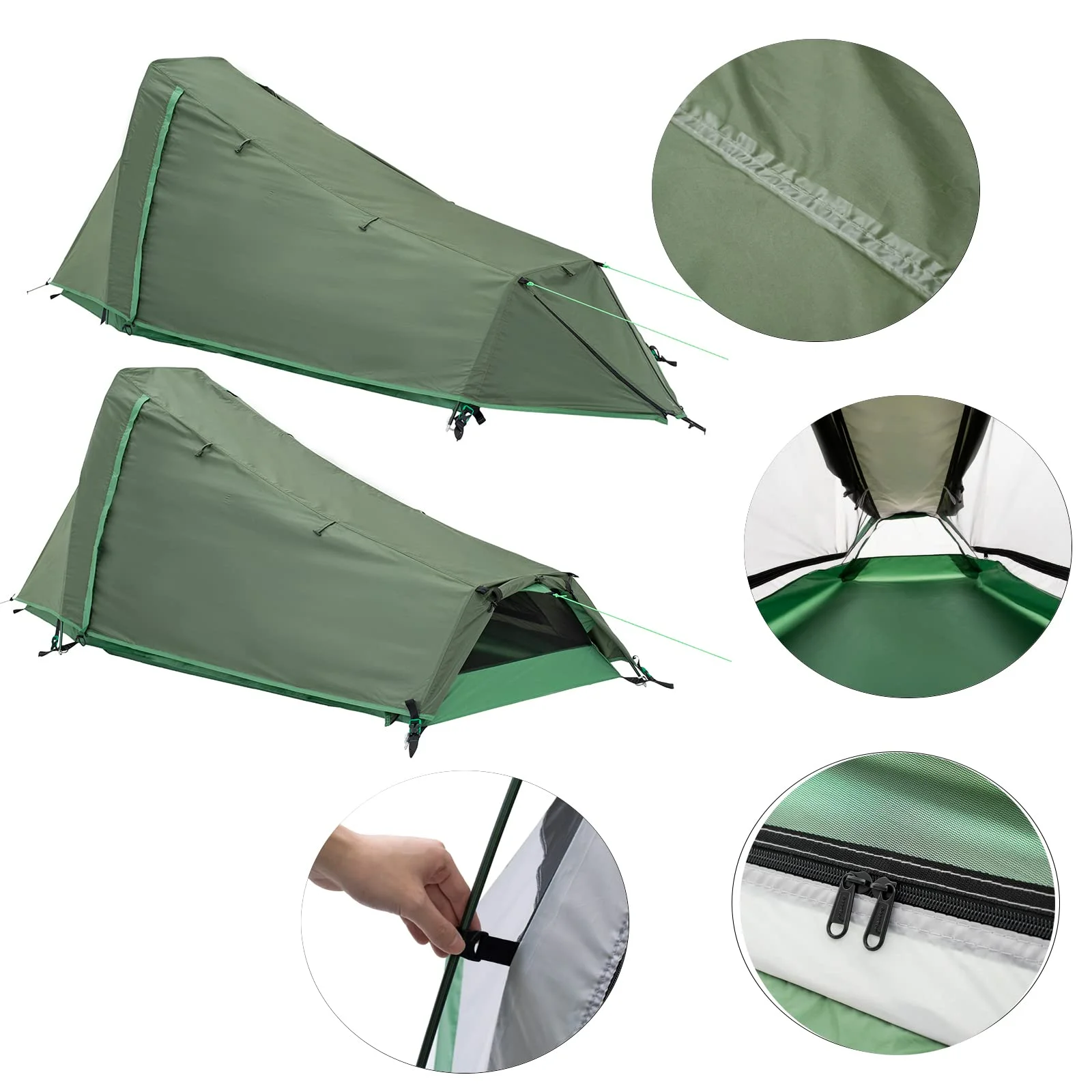 GEERTOP Ultralight Bivy Tent for 1 Person 3 Season Waterproof Single Person Backpacking Tent for Camping Hiking Backpack Travel Outdoor Survival Gear