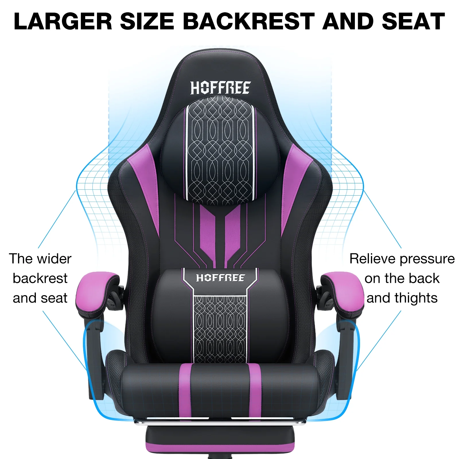 Hoffree Gaming Chair with Bluetooth Speakers Big and Tall Gamer Chair with Footrest and Massage Game Chair with Lumbar Support and 360-Swivel Seat and Headrest for Adults, 400lbs