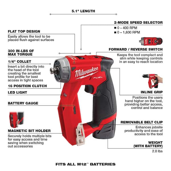 M12 FUEL 12V Lithium-Ion Brushless Cordless 4-in-1 Installation 3/8 in. Drill Driver Kit W/ M12 3/8 in. Ratchet