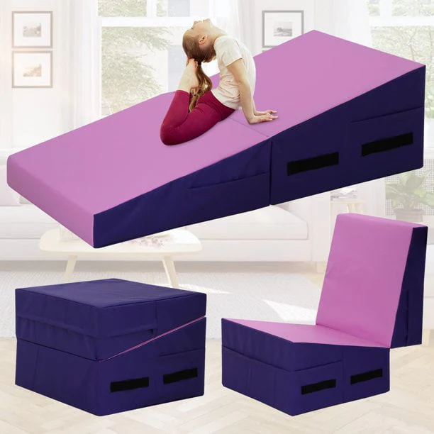 Dkeli Folding Incline Mat Gymnastics Mat for Kids Adults, 48 x 24