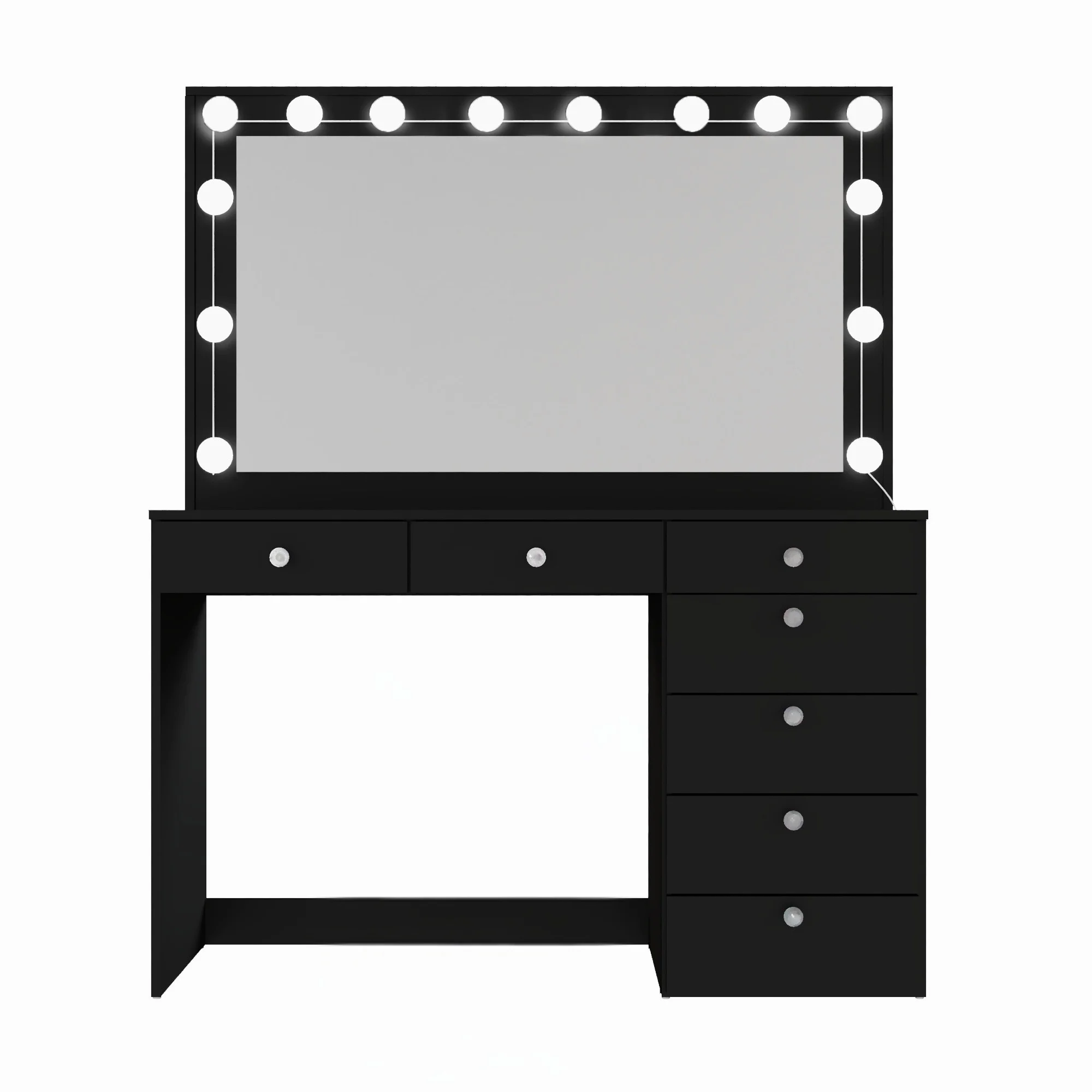 Boahaus GRWM Diana White Makeup Vanity with 7 Drawers, Mirror, Lights & Charging Station