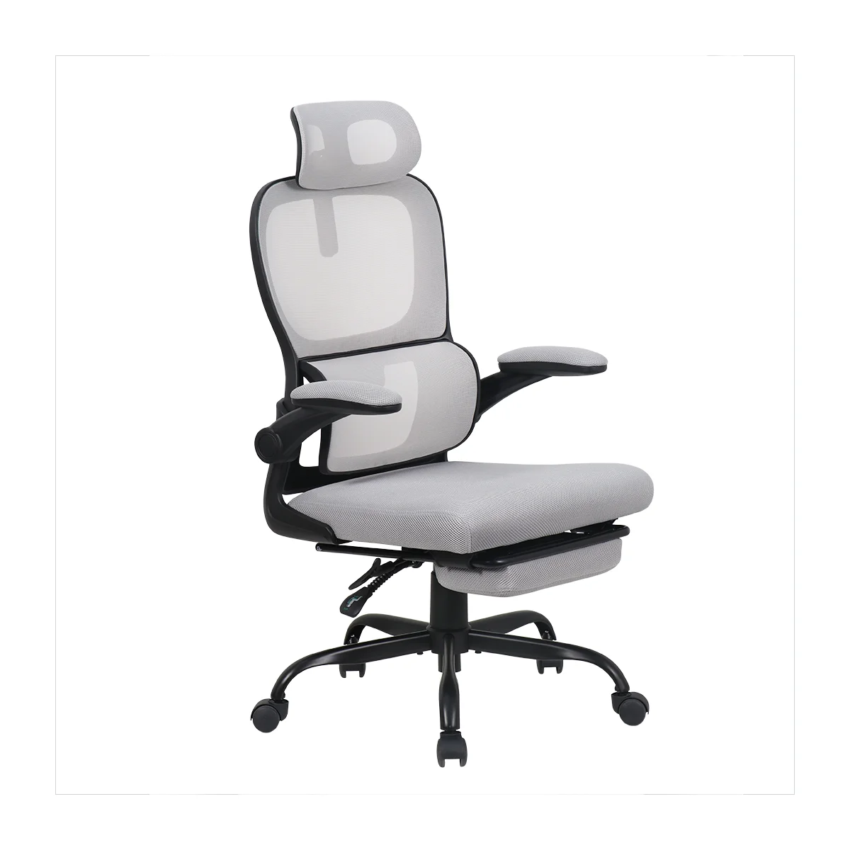 Mainstays Ergonomic Height Adjustable Mesh Office Chair for Teens and Adults with Lumbar Support and Tilt Function, with Leg Rest, Black