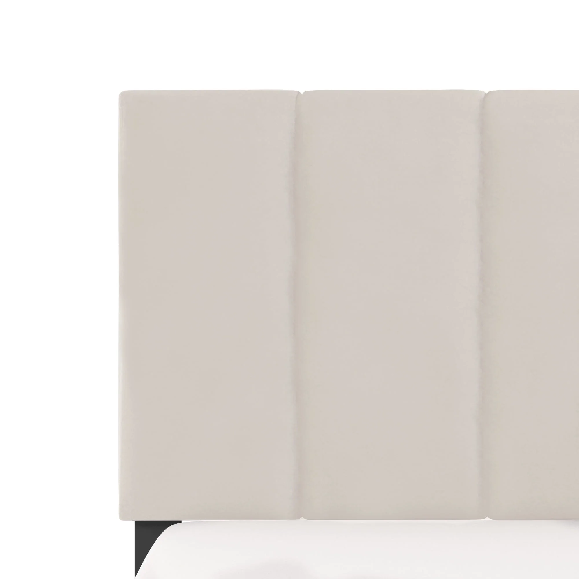 Reece Channel Stitched Upholstered Queen Bed, Ivory, by Hillsdale Living Essentials