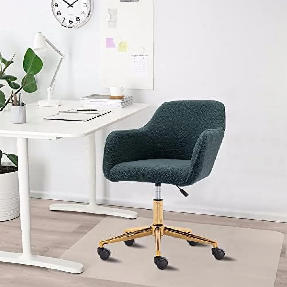 Modern Faux Fur Home Office Chair Height Adjustable, White Desk Chair Vanity Chair for Makeup Room, Rolling Desk Chairs with Wheels, Swivel Furry Cute Desk Chair for Teen Girls Women