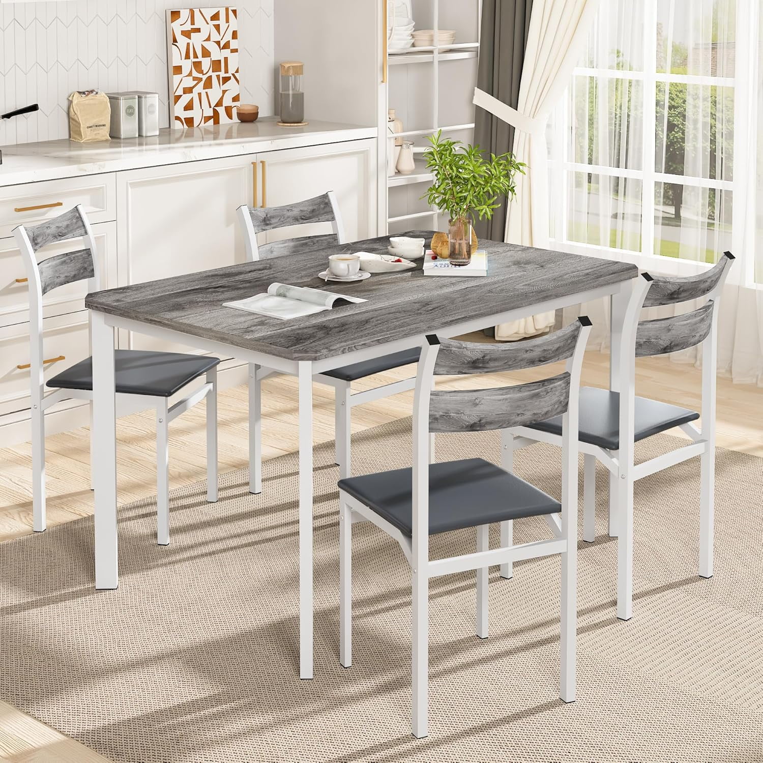 LinkRomat Dining Table Set for 4, 43.3