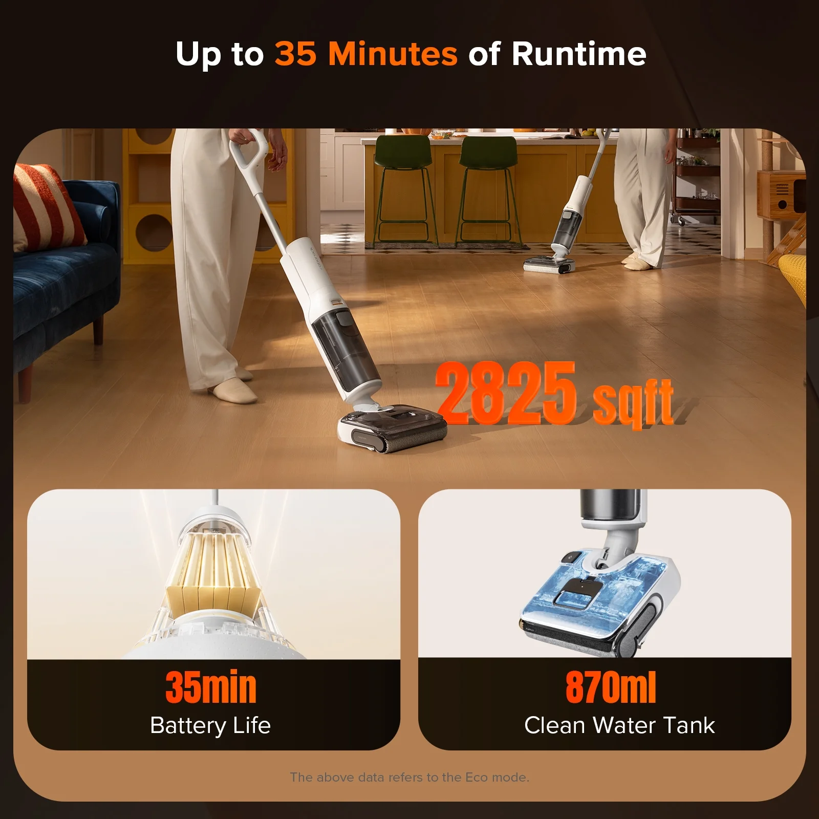 Roborock F25 GT Vacuum Mop All in One, Wet Dry Vacuum Cleaner Cordless, 20000Pa Floor Cleaner Machine for Tile Hardwood Wood Vinyl Floor, Edge to Edge Self Cleaning Electric Mop with 180�� Lie-Flat