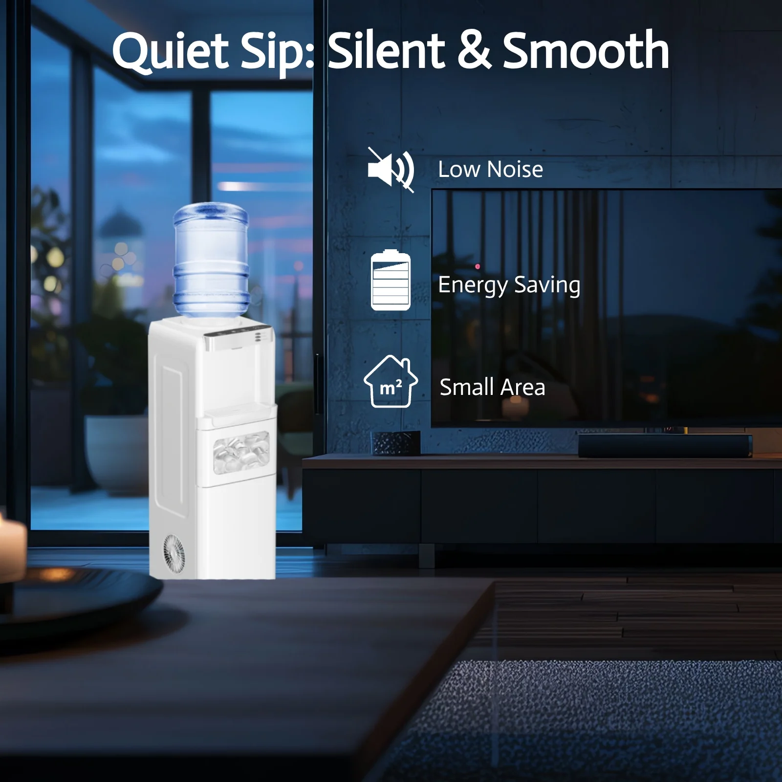 LHRIVER 2-5 Gallon Water Dispenser & 6-Min Ice Maker, 3-in-1 Hot/Cold/Ice, Child Lock & Energy-efficient, for Home/Office, Black