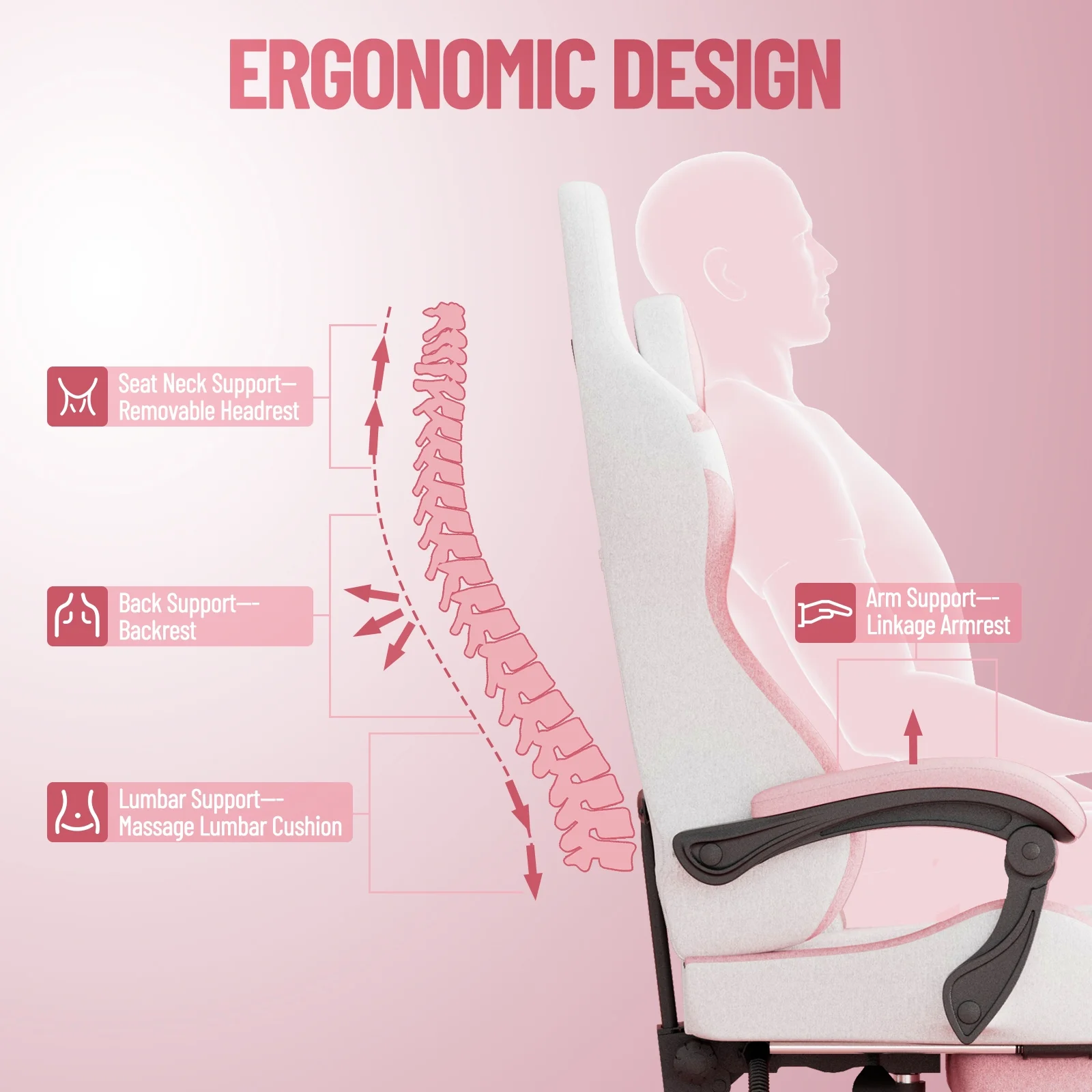 SOONTRANS Gaming Chair for Adults, Velvet Fabric High Back Comfortable Video Game Chair with Footrest and Massage Lumbar Cushion, Racing Computer Desk Chair, Ergonomic Gamer Chair, Black/Grey