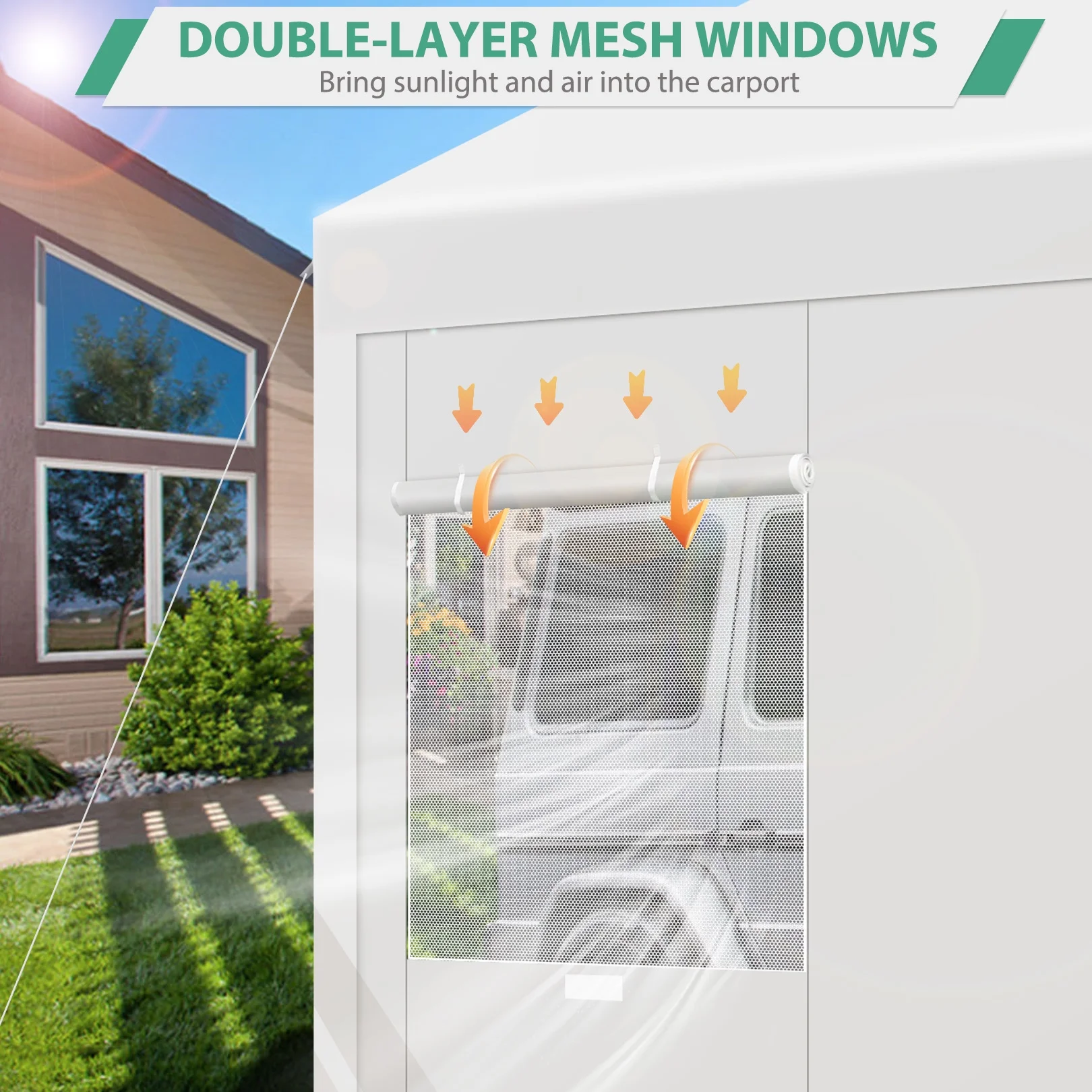 HOTEEL Carport 10'x20' Large Heavy Duty Car Canopy with Steel Frame, Portable Garage Wedding Tent Big Tents Carports Shelter, All-Season Tarp for Outdoor Party Birthday, White