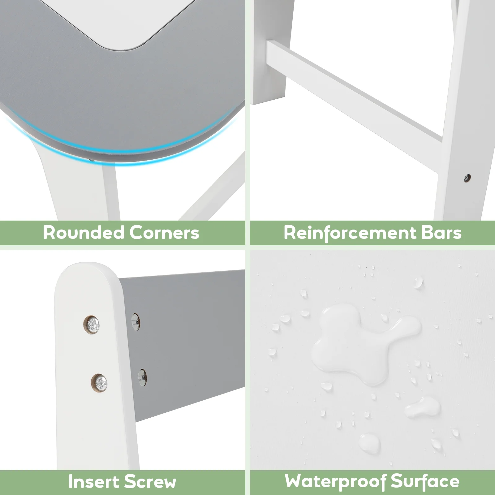 OLAKIDS Kids Table and Chair Set, 3 in 1 Wooden Activity Table with Removable Tabletop, Blackboard and Whiteboard for Toddlers Arts Crafts Drawing Reading Playing, Playroom Nursery (Natural)