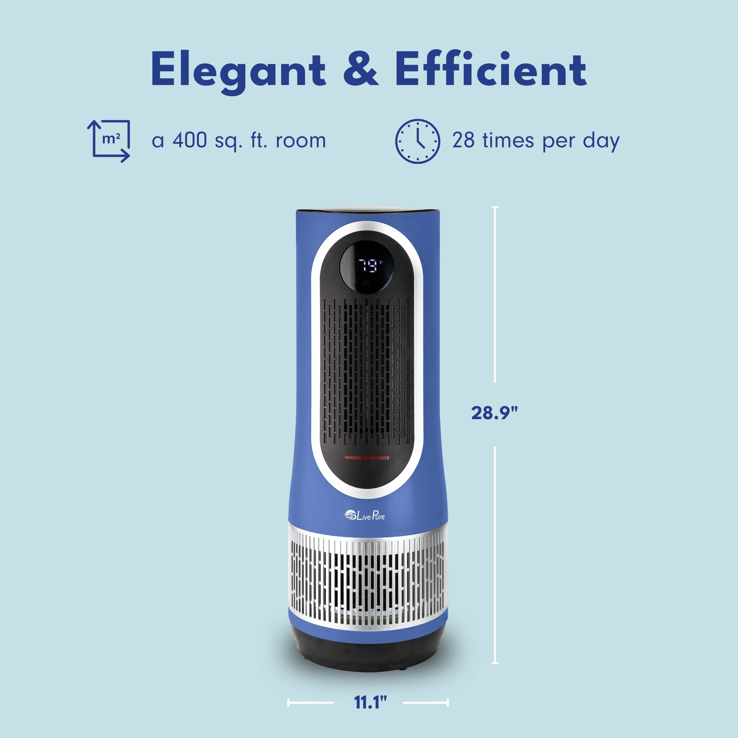 LivePure 3 in 1 Clean Heat Air Purifier/Fan & Heater. Denim Blue
