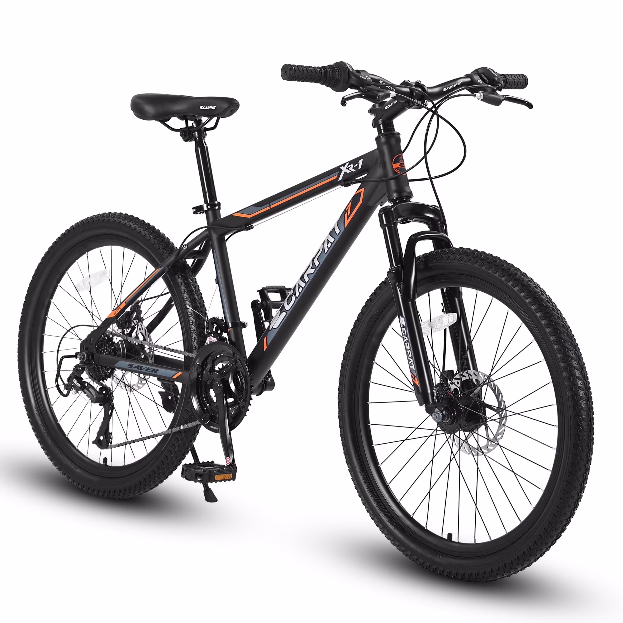 Ecarpat Mountain Bike, 24-Inch Wheels Bikes Shimano 21-Speed with High Carbon Steel Frame Mechanical Disc Brakes Front Suspension Fork for Youth Adults Multiple Colors