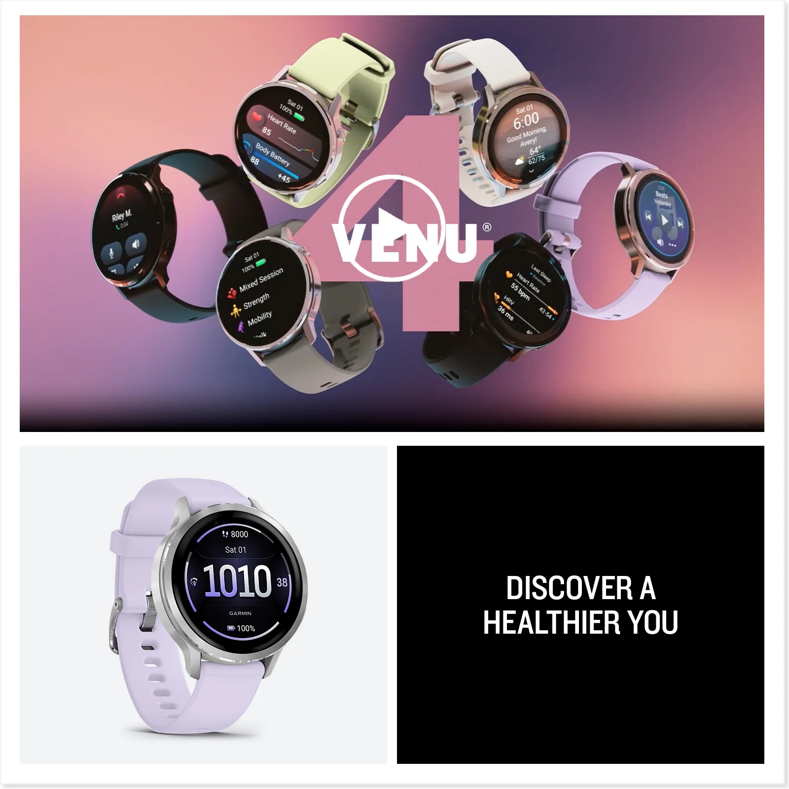 Garmin Bounce 2 (Light Purple) Kids GPS Smartwatch Bundle with PlayBetter Portable Charger & HD Screen Protectors