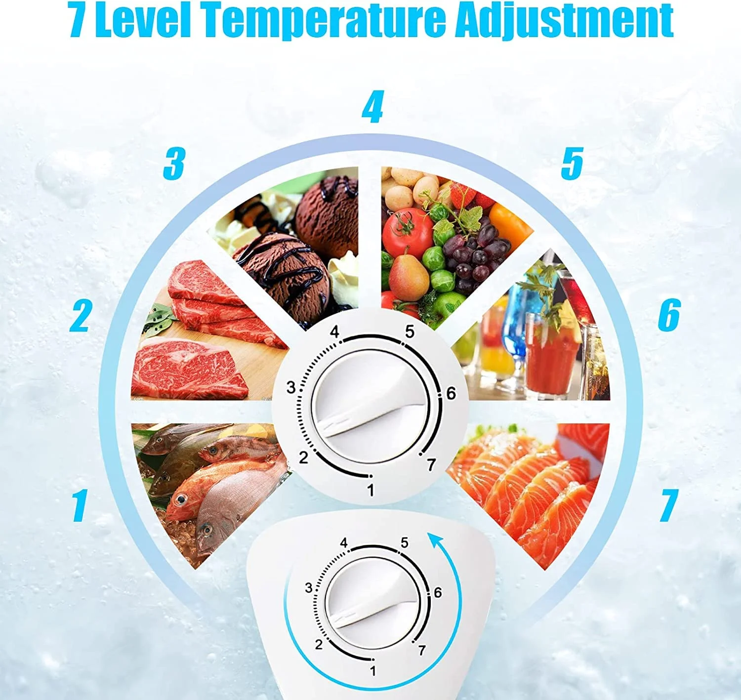 WANAI 5.0 Cubic Chest Freezer, Compact Deep Freezer with Top Open Door and Removable Storage Basket, 7 Gears Temperature Control, Energy Saving, for Office Dorm or Apartment