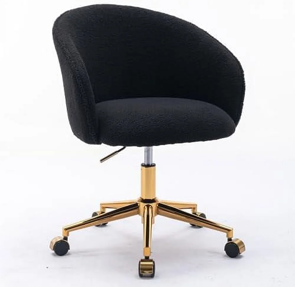 Modern Faux Fur Home Office Chair Height Adjustable, White Desk Chair Vanity Chair for Makeup Room, Rolling Desk Chairs with Wheels, Swivel Furry Cute Desk Chair for Teen Girls Women