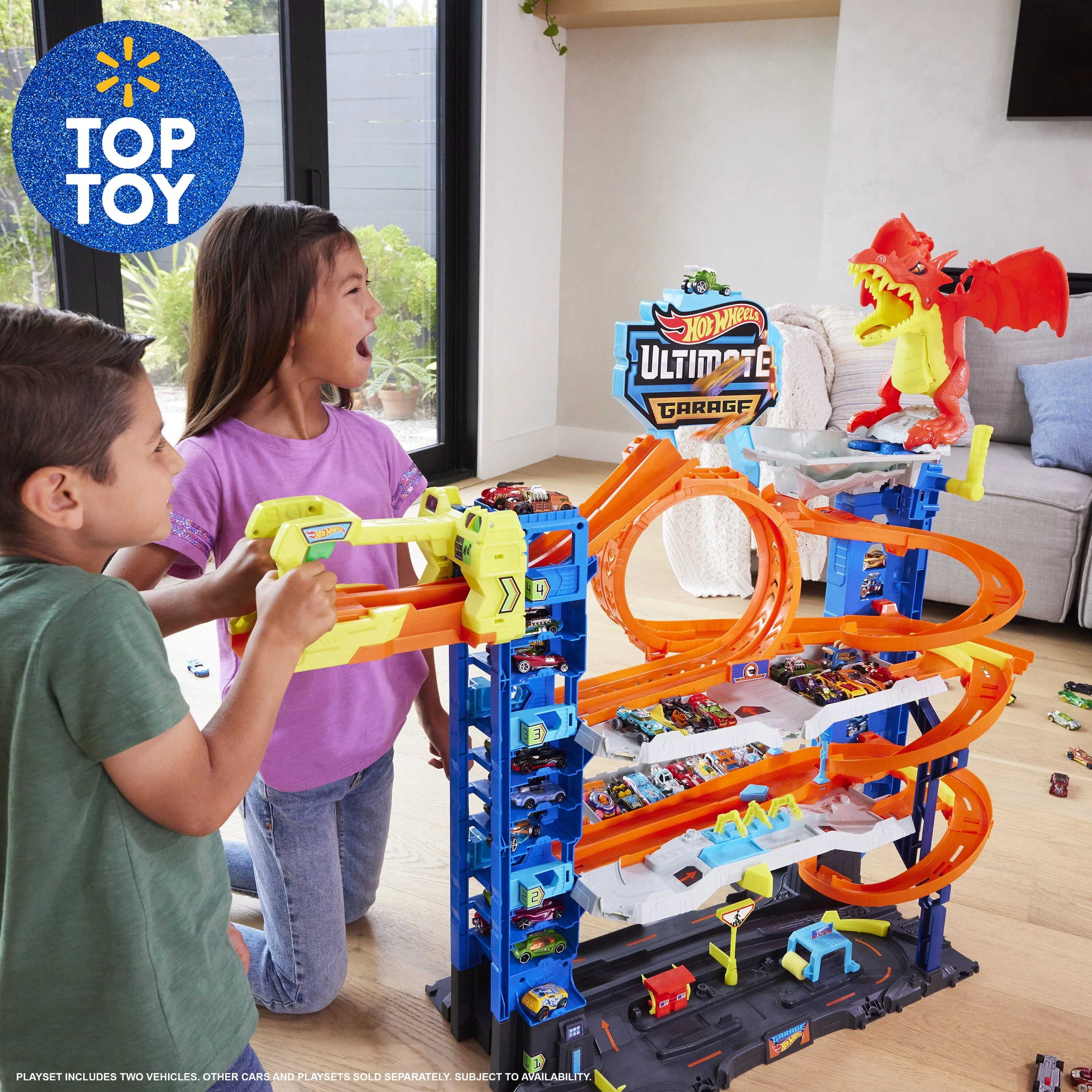 Hot Wheels City Ultimate Garage Playset with 2 Die-Cast Cars, Toy Storage for 50+ Cars