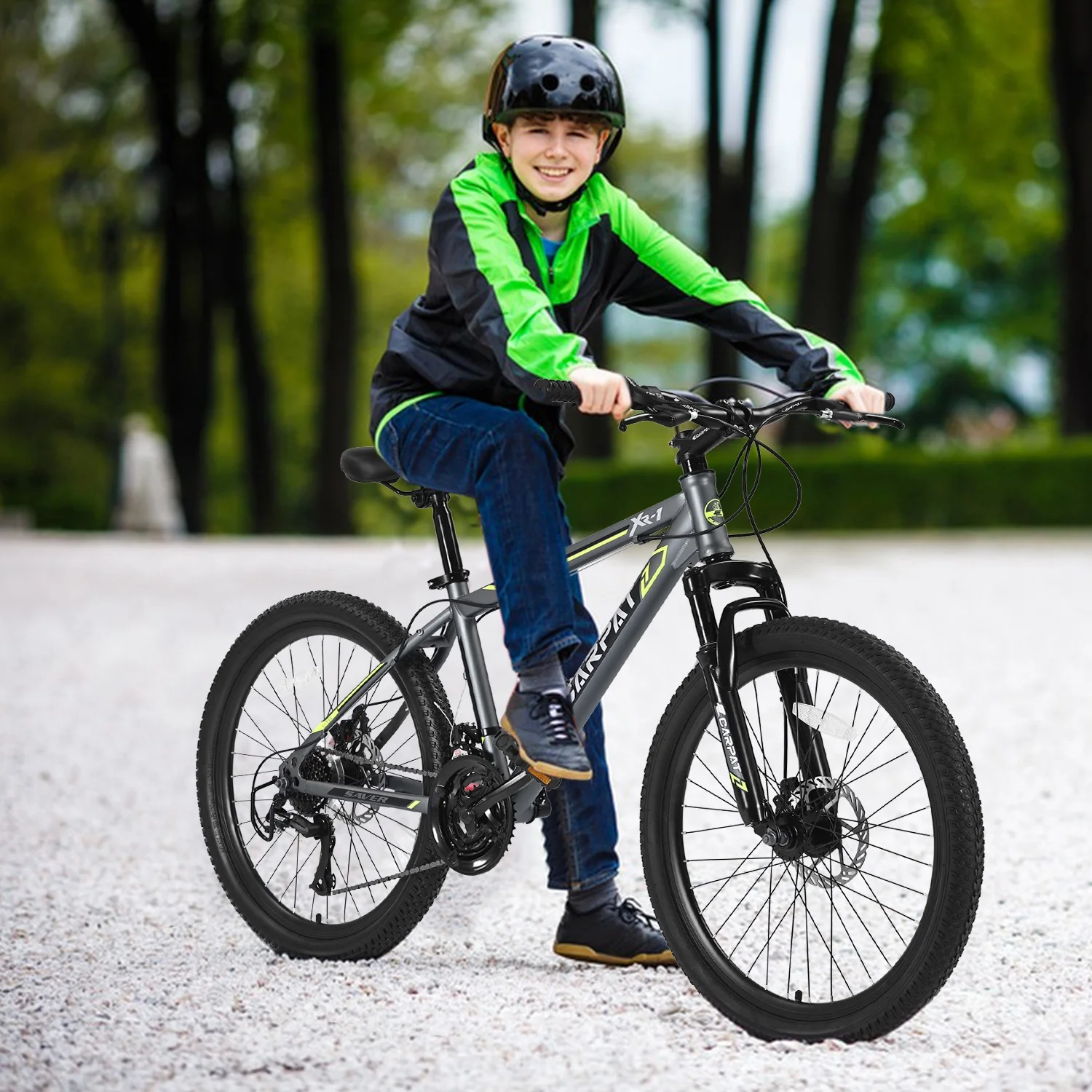 Ecarpat Mountain Bike, 24-Inch Wheels Bikes Shimano 21-Speed with High Carbon Steel Frame Mechanical Disc Brakes Front Suspension Fork for Youth Adults Multiple Colors