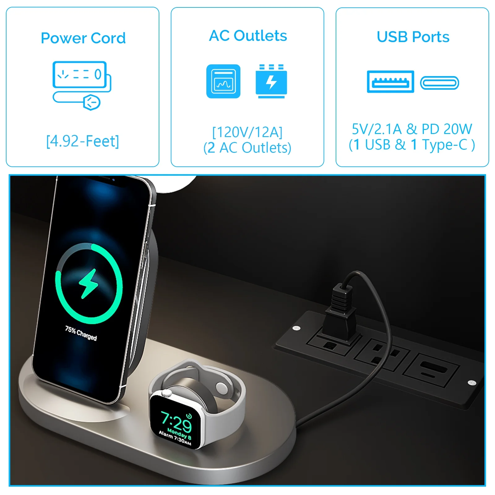 Ktaxon Lighted Makeup Vanity, White Vanity Table Set with 2 Drawer and Charging Station, Femal Gift