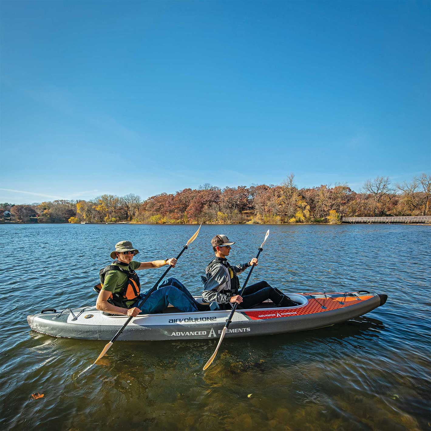 Advanced Elements AirVolution? 2 Pro - Inflatable Kayak with Pump - Recreational Tandem Kayak - 14.5 ft - Orange