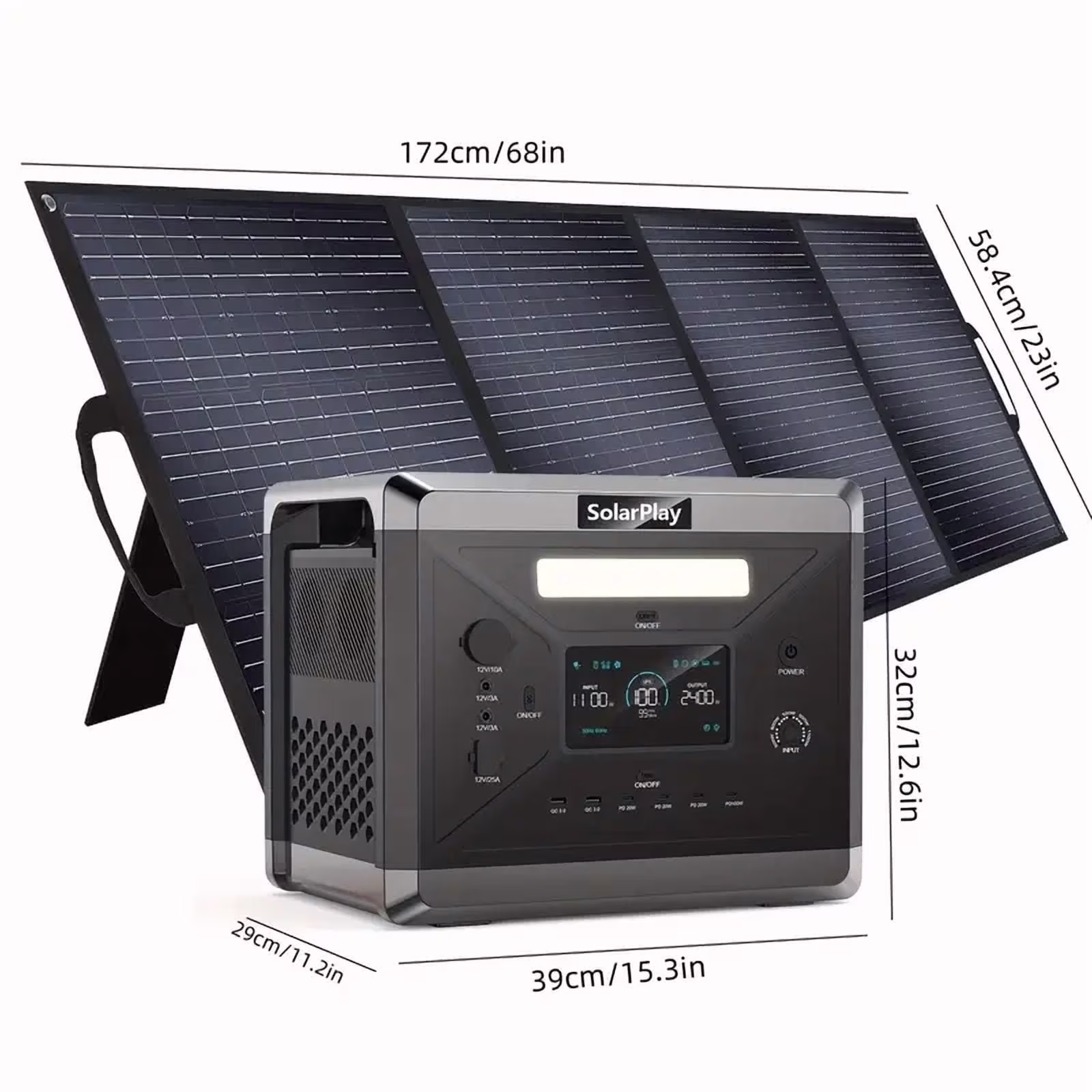 Solarplay 2400W(4800W Peak) Solar Generator, with 400W Solar Panel,2160Wh Portable LiFePO4 Battery Power Station for Camping Home Backup RV