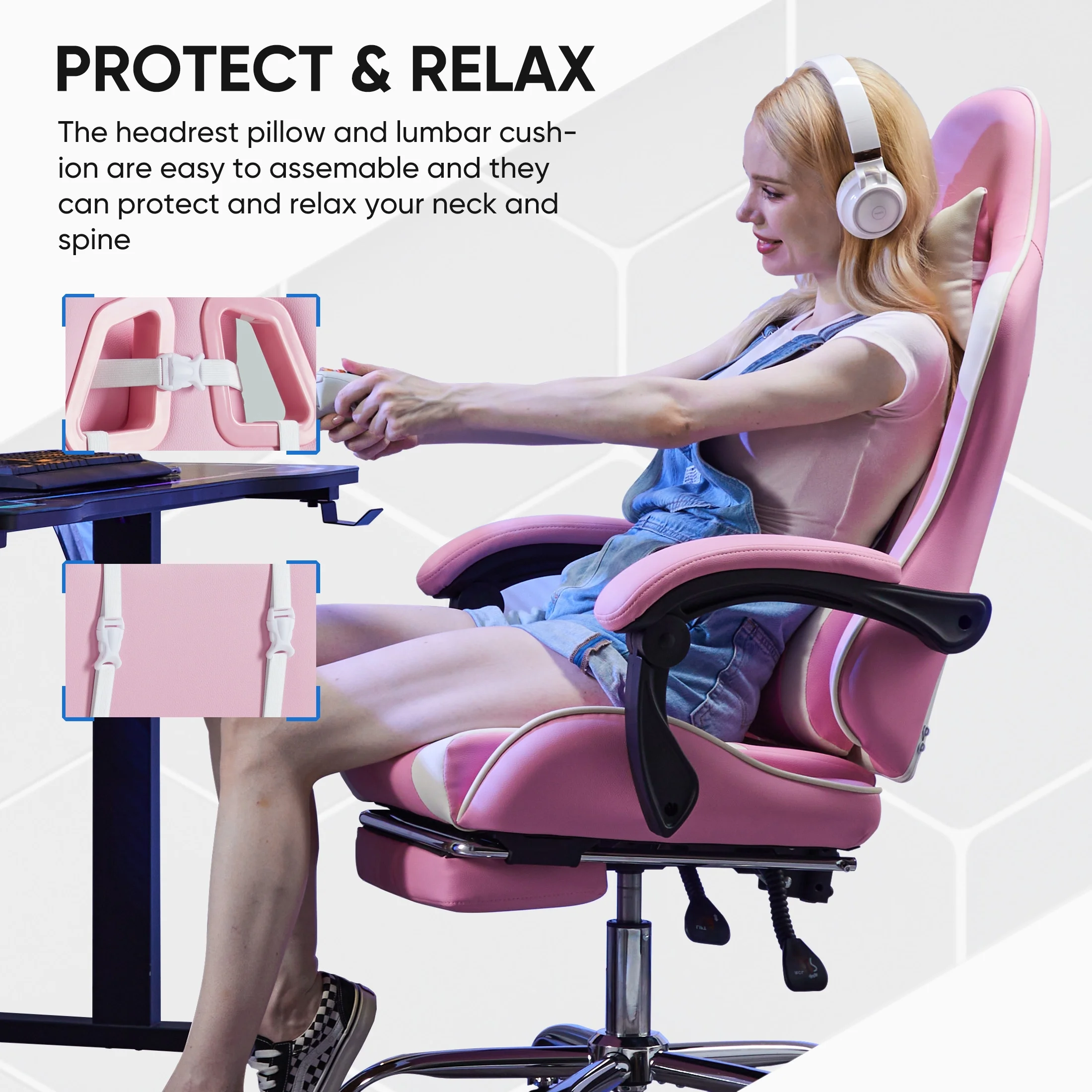 EDX Ergonomic Gaming Chair High Back Office Chair with Lumbar Support and Adjustable Armrests Swivel Racing Chair, Black and Gray