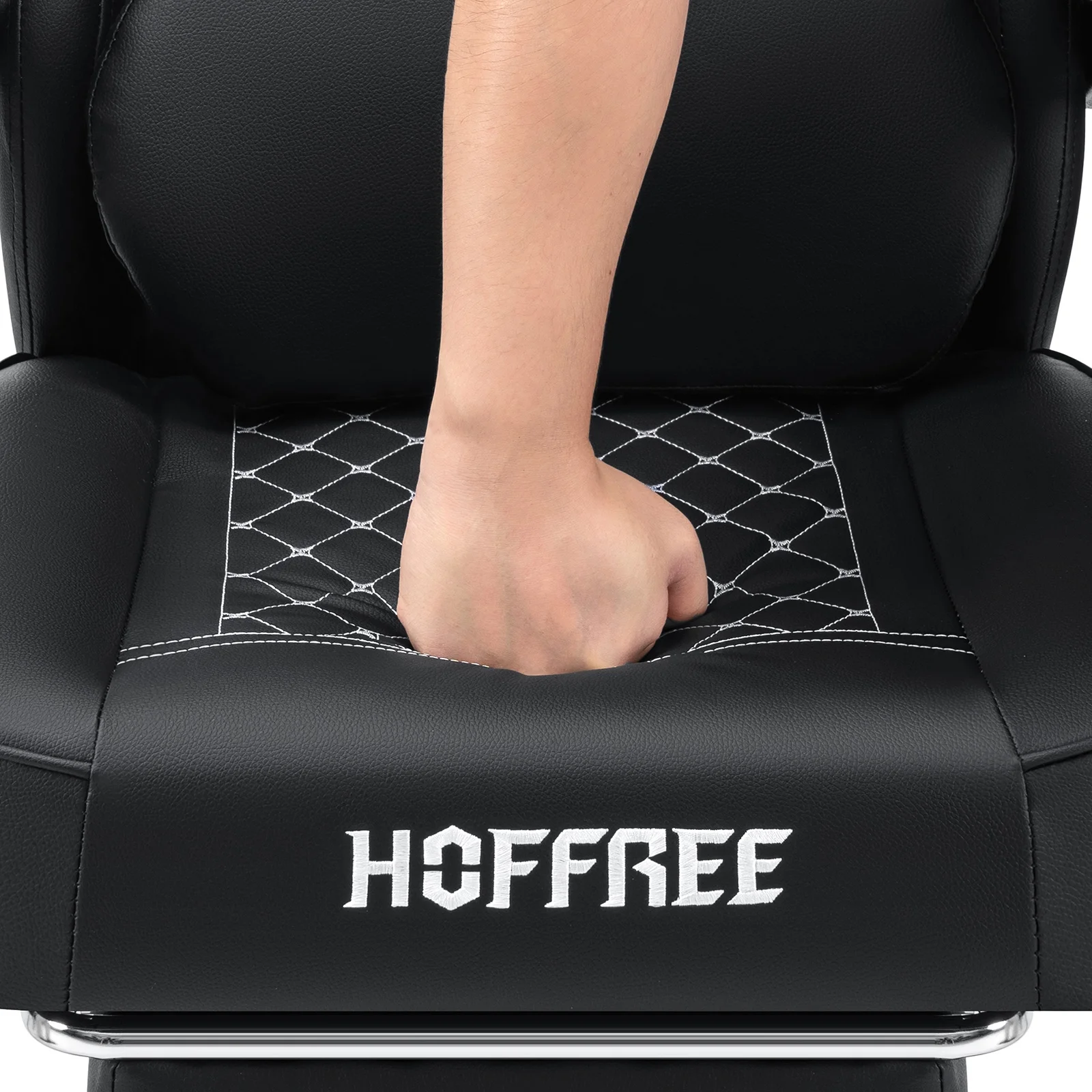 Hoffree Gaming Chair with Speakers PU Gamer Chair with footrest and massage Egonomic Computer Game Chair with Headrest and Lumbar Support for Adults and Office Gaming, 440 LBS