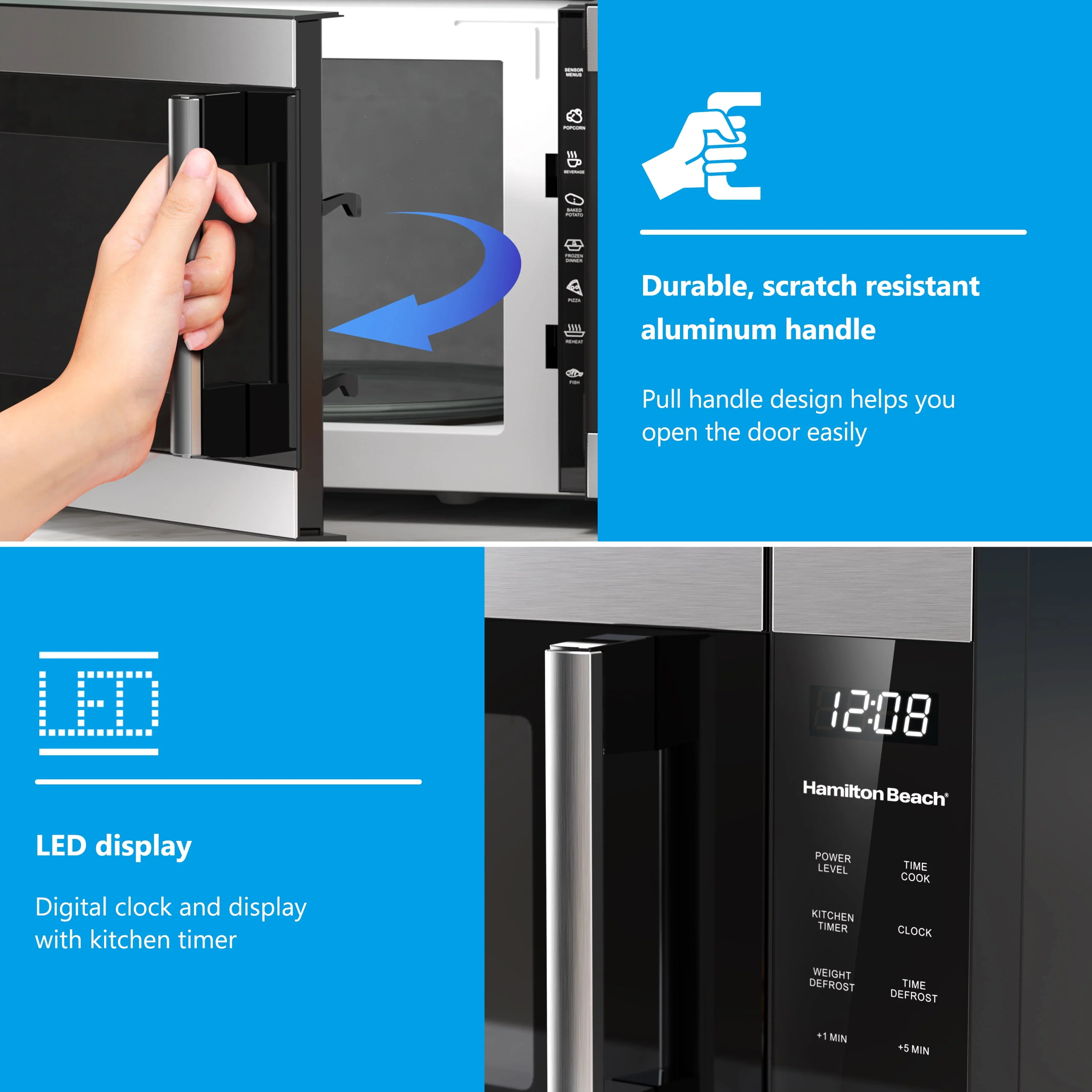 Hamilton Beach 1.6 cu ft Sensor Cook Countertop Microwave Oven in Stainless Steel