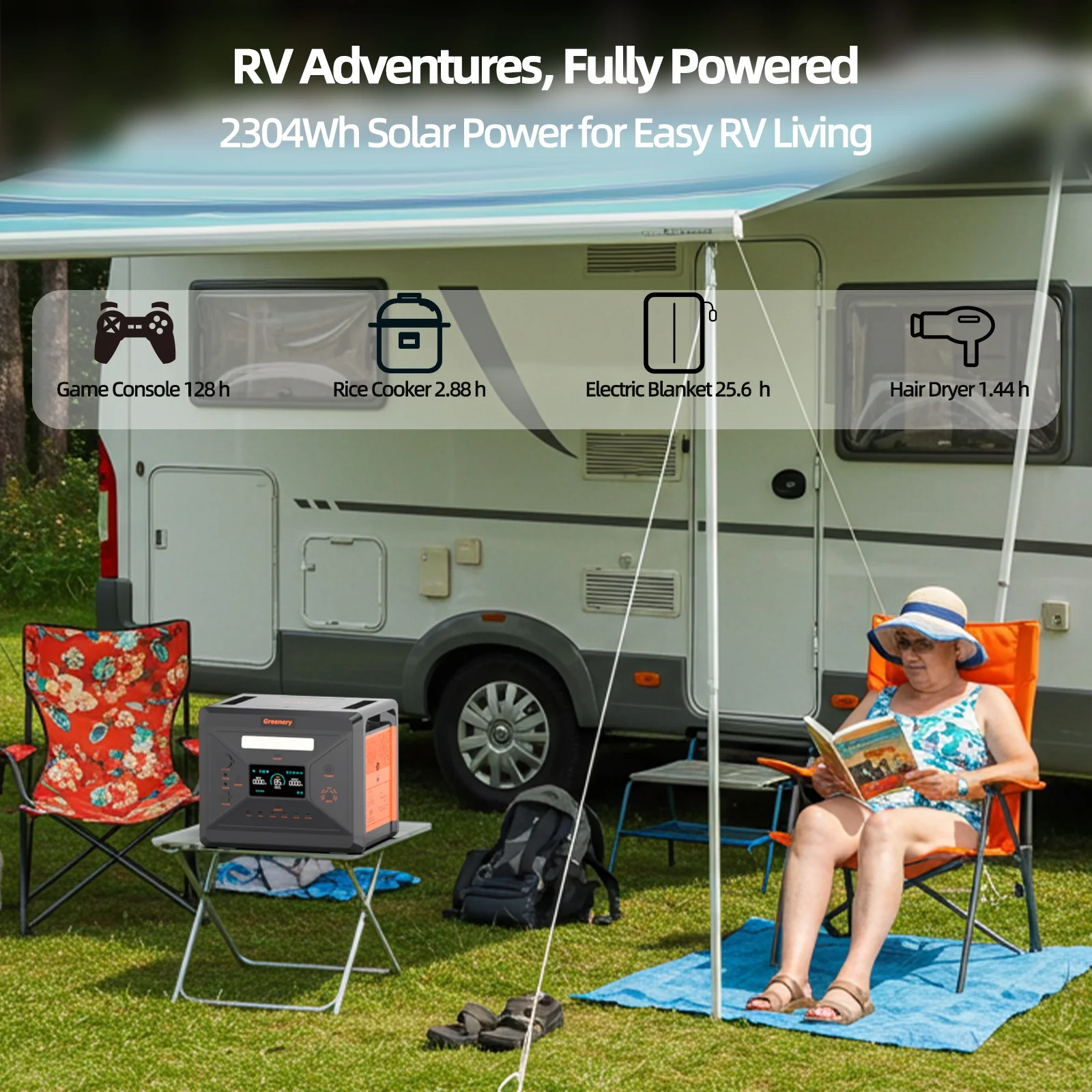 Solarplay 2400W(4800W Peak) Solar Generator, with 400W Solar Panel,2160Wh Portable LiFePO4 Battery Power Station for Camping Home Backup RV