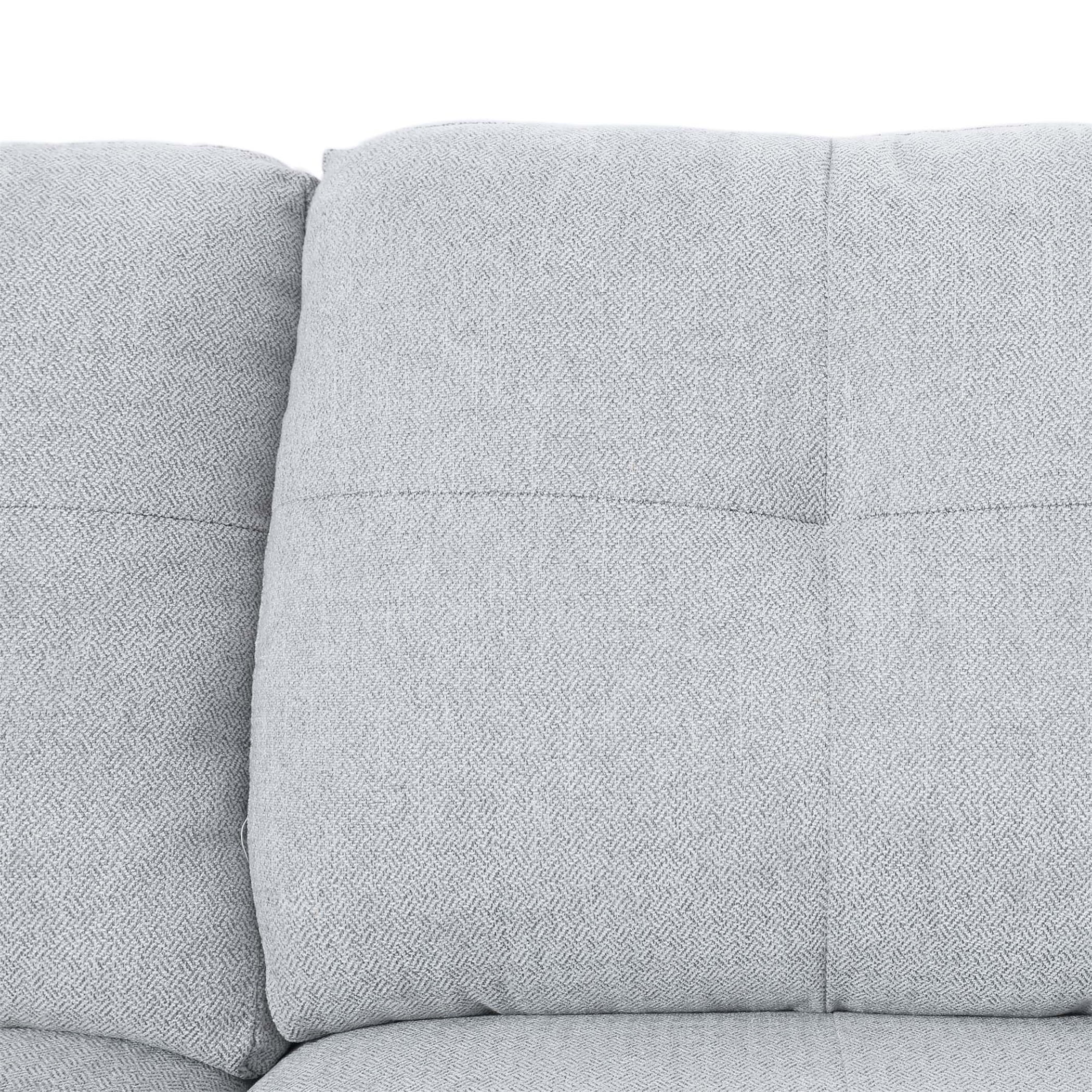 Aukfa 3 Piece Sectional Sofa, Living Room Couch with Storage Ottoman&Cup Holder, Linen, Left Hand, Black Gray