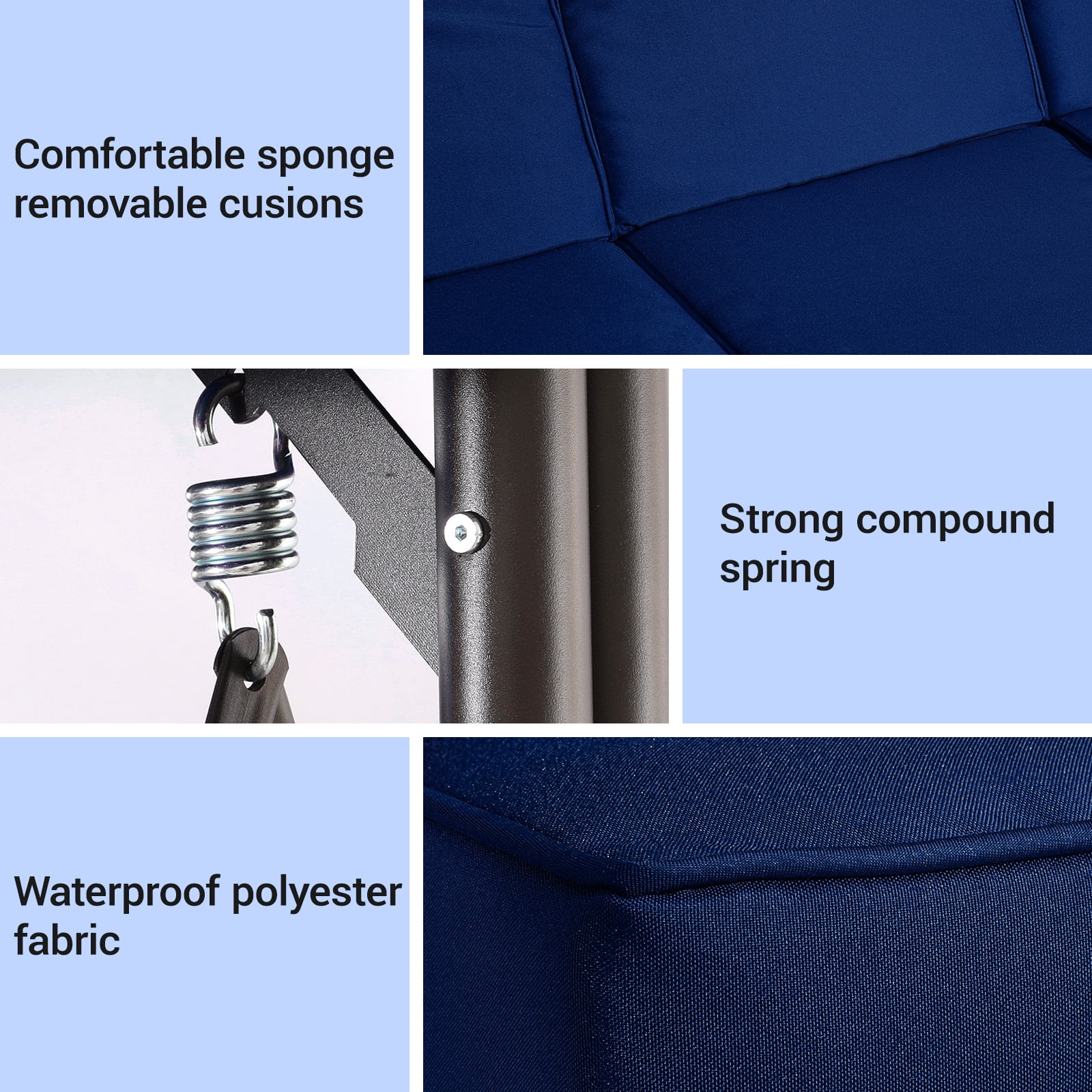 Pirecart 3 Person Patio Porch Swing Outdoor Converting Swing Glider Hammock with Adjustable Canopy, Cushions, Red